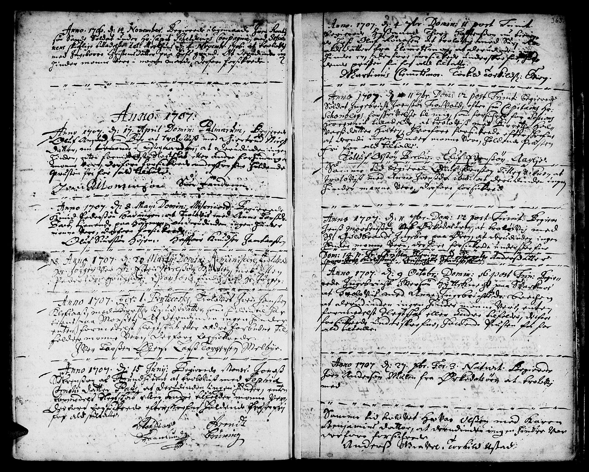 Ministerialprotokoller, klokkerbøker og fødselsregistre - Sør-Trøndelag, SAT/A-1456/668/L0801: Parish register (official) no. 668A01, 1695-1716, p. 362-363