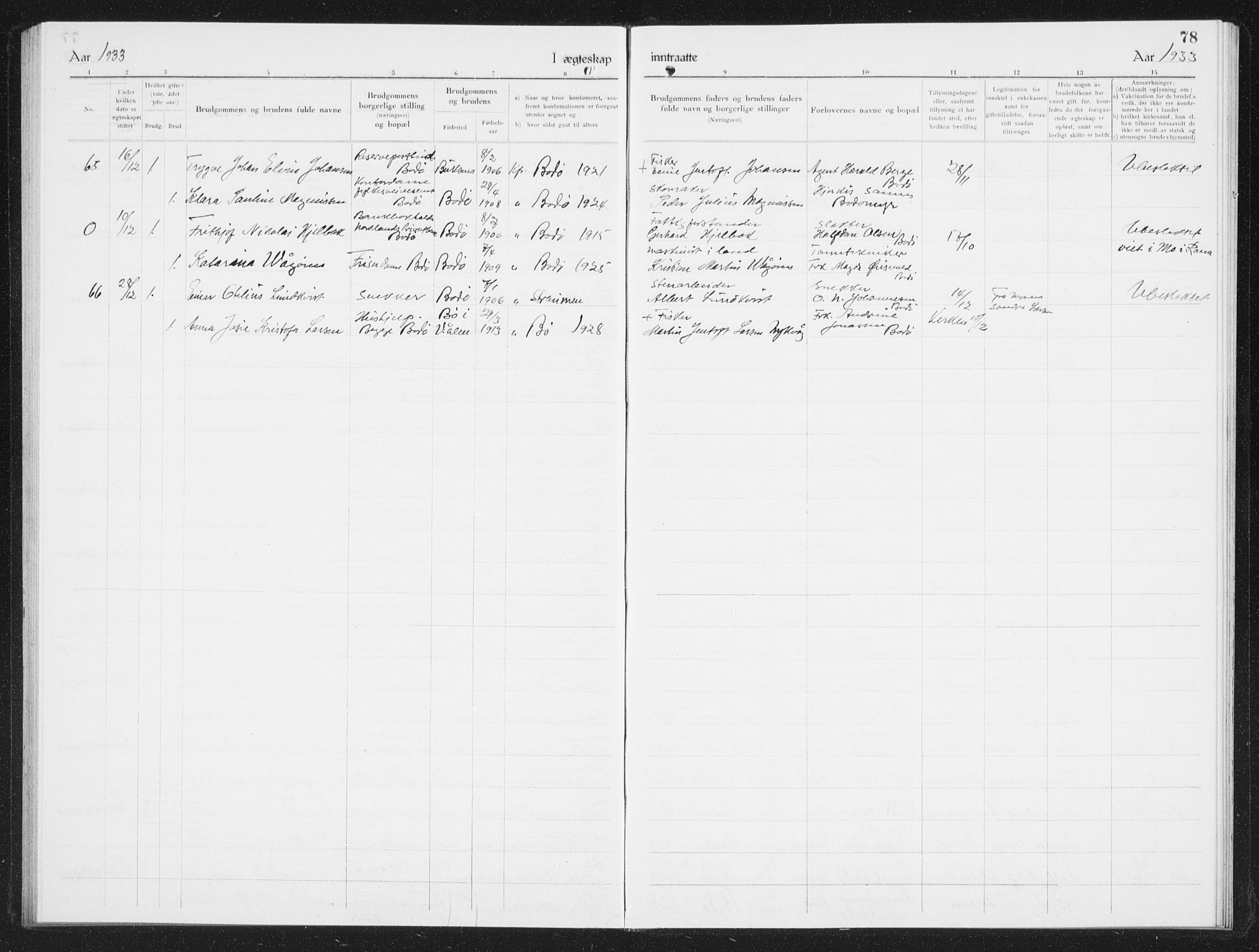 Ministerialprotokoller, klokkerbøker og fødselsregistre - Nordland, SAT/A-1459/801/L0036: Parish register (copy) no. 801C11, 1920-1934, p. 78