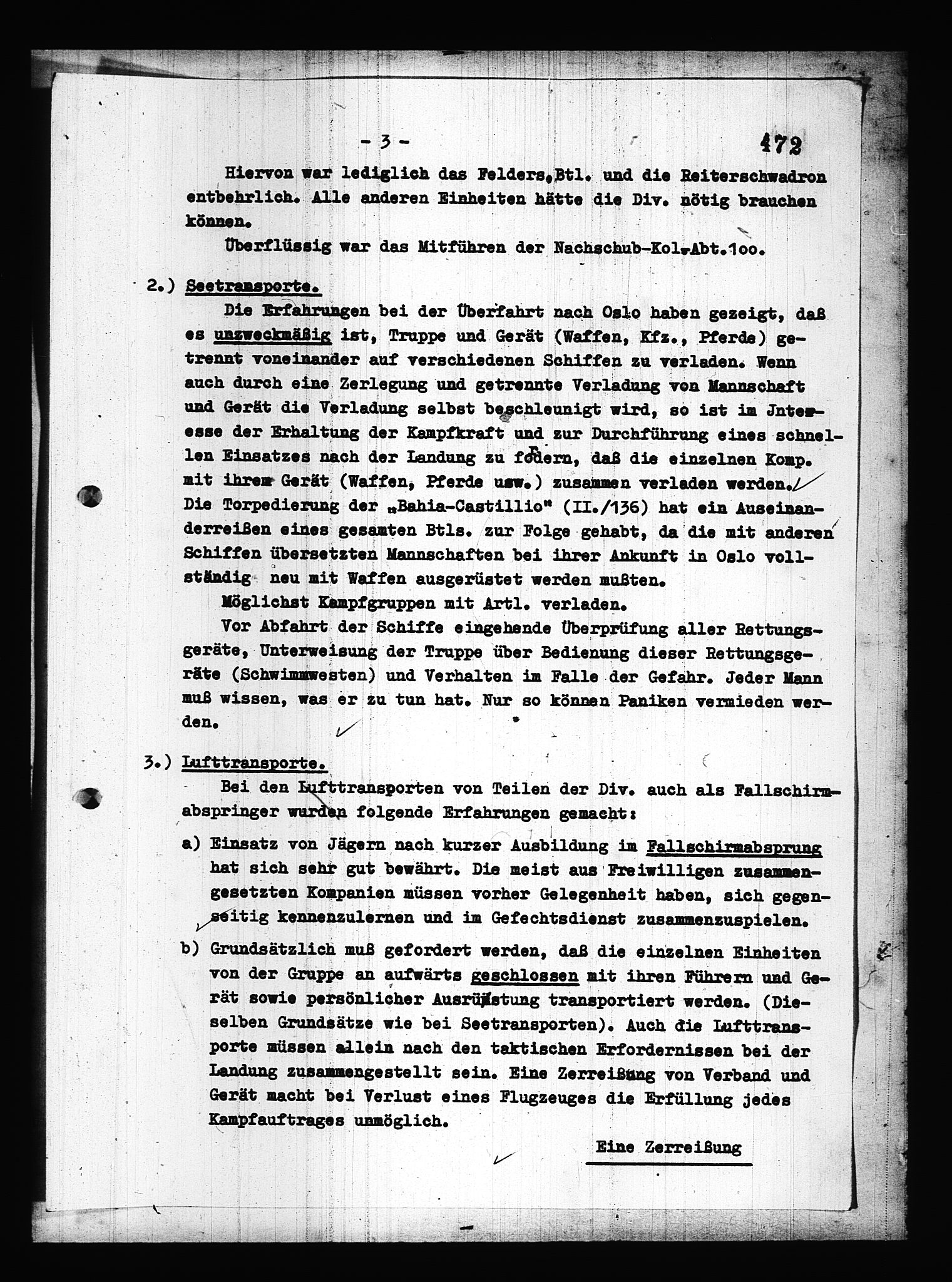 Documents Section, AV/RA-RAFA-2200/V/L0082: Amerikansk mikrofilm "Captured German Documents".
Box No. 721.  FKA jnr. 619/1954., 1940, p. 5