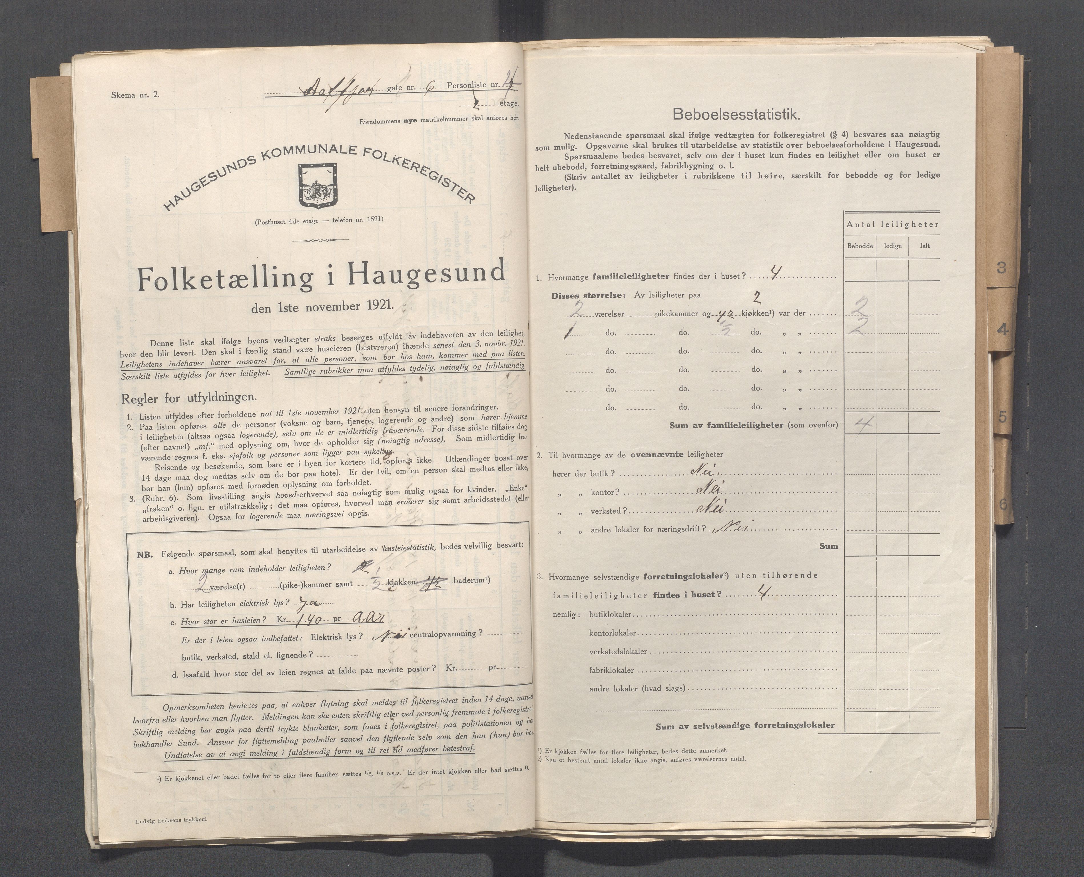 IKAR, Local census 1.11.1921 for Haugesund, 1921, p. 14