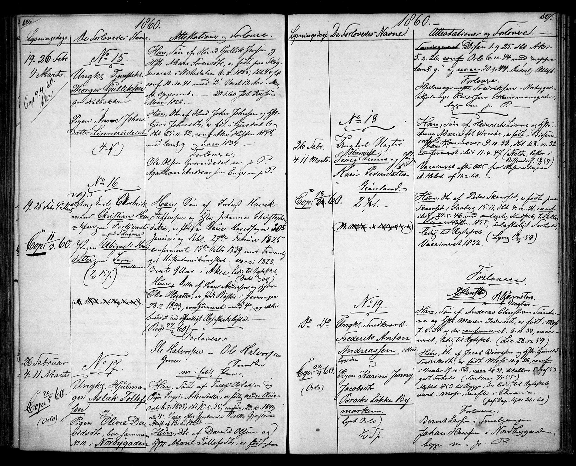 Aker prestekontor kirkebøker, AV/SAO-A-10861/H/L0005: Banns register no. 5, 1853-1864, p. 626-627