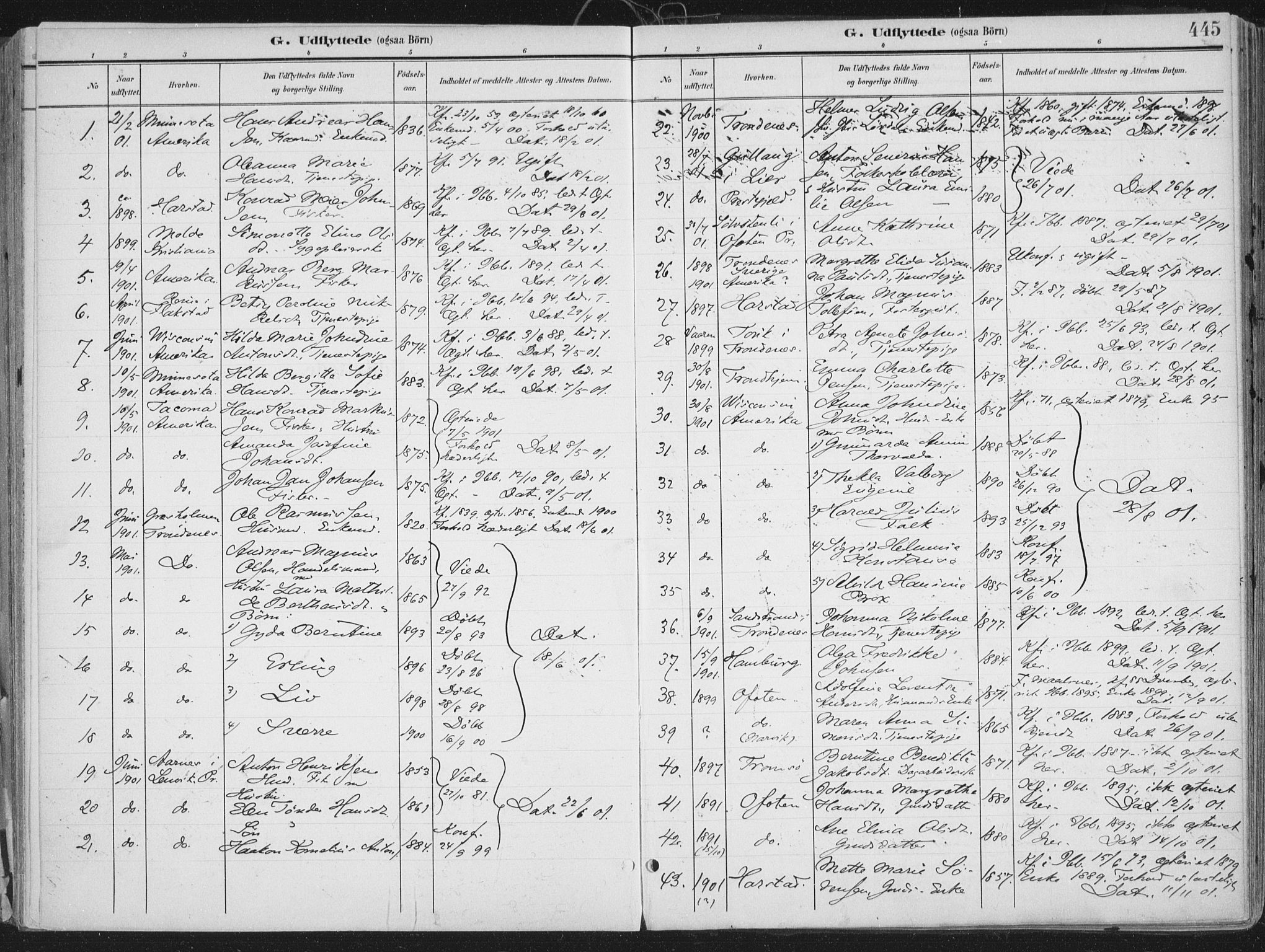 Ibestad sokneprestembete, SATØ/S-0077/H/Ha/Haa/L0017kirke: Parish register (official) no. 17, 1901-1914, p. 445