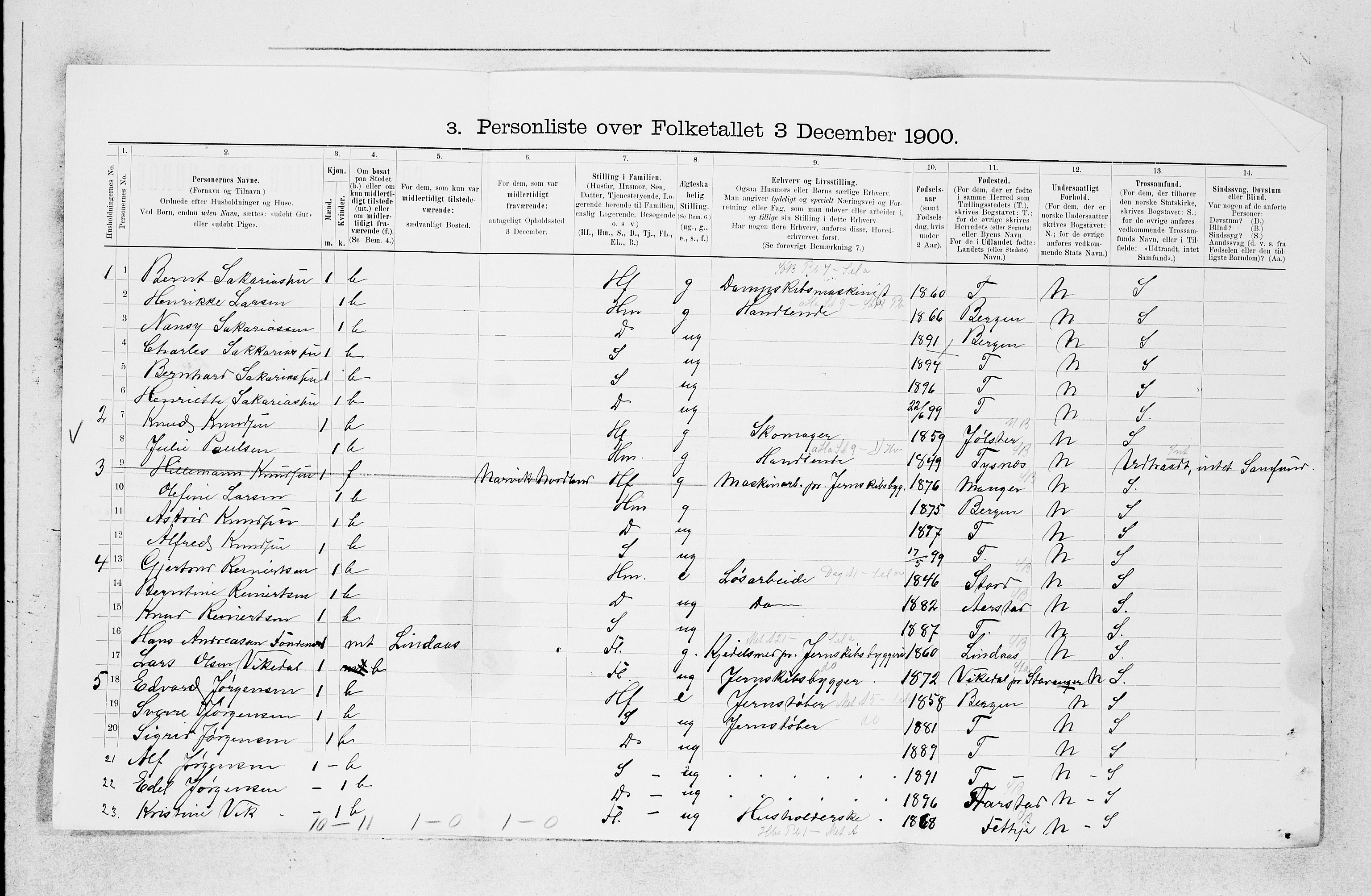 SAB, 1900 census for Askøy, 1900, p. 447