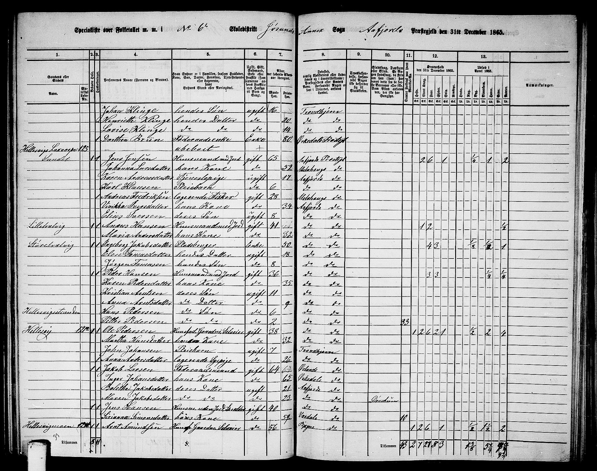 RA, 1865 census for Aafjorden, 1865, p. 76