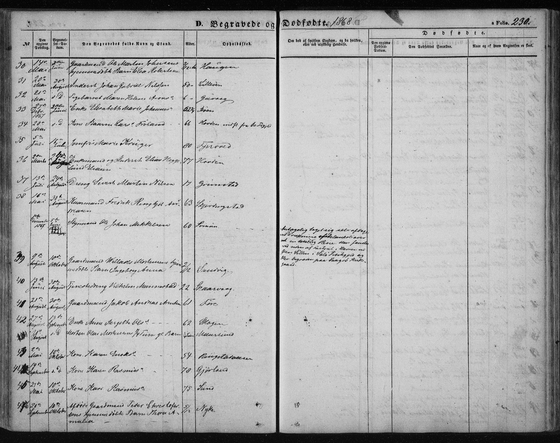 Ministerialprotokoller, klokkerbøker og fødselsregistre - Nordland, AV/SAT-A-1459/891/L1300: Parish register (official) no. 891A05, 1856-1870, p. 230