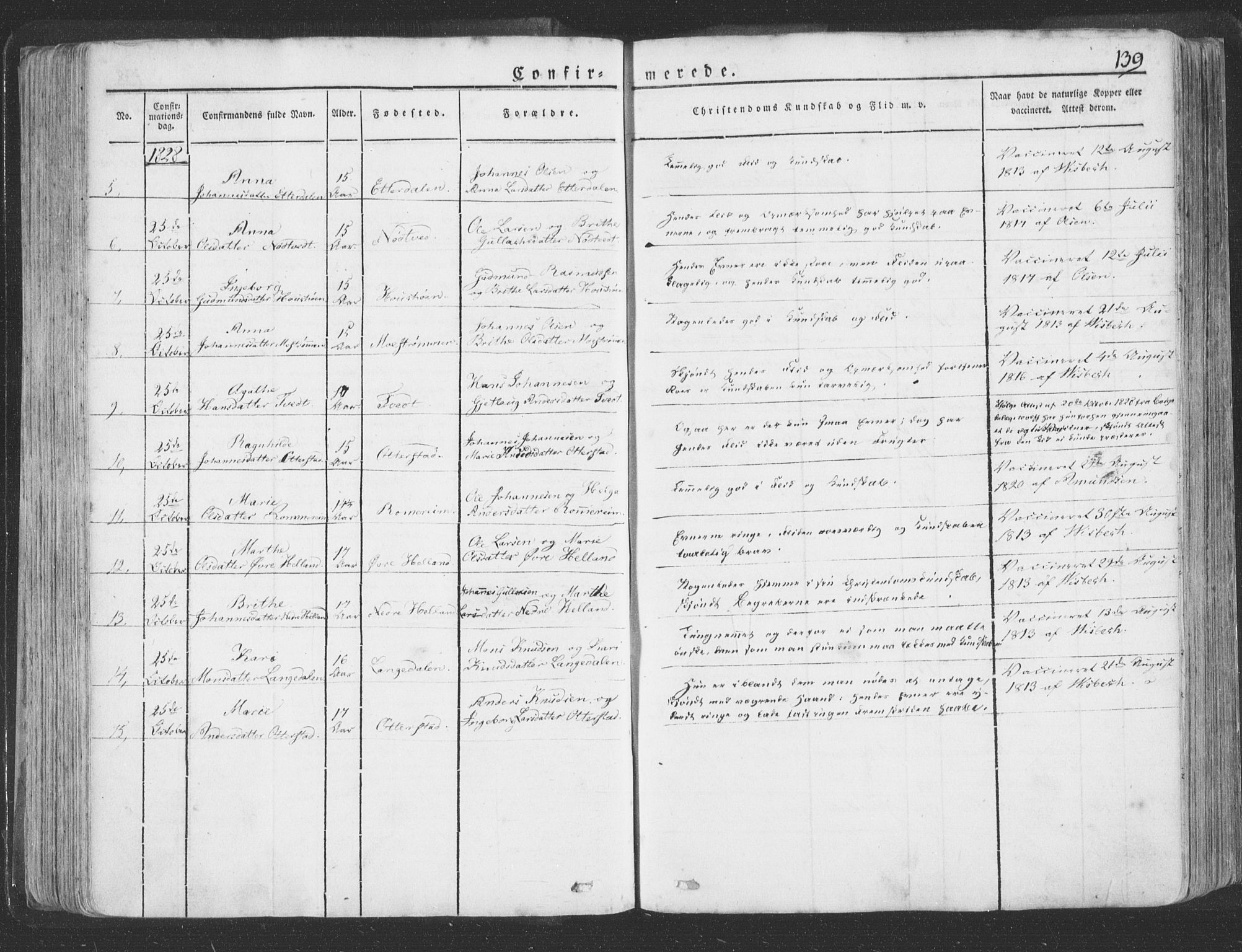 Hosanger sokneprestembete, AV/SAB-A-75801/H/Haa: Parish register (official) no. A 6, 1824-1835, p. 139