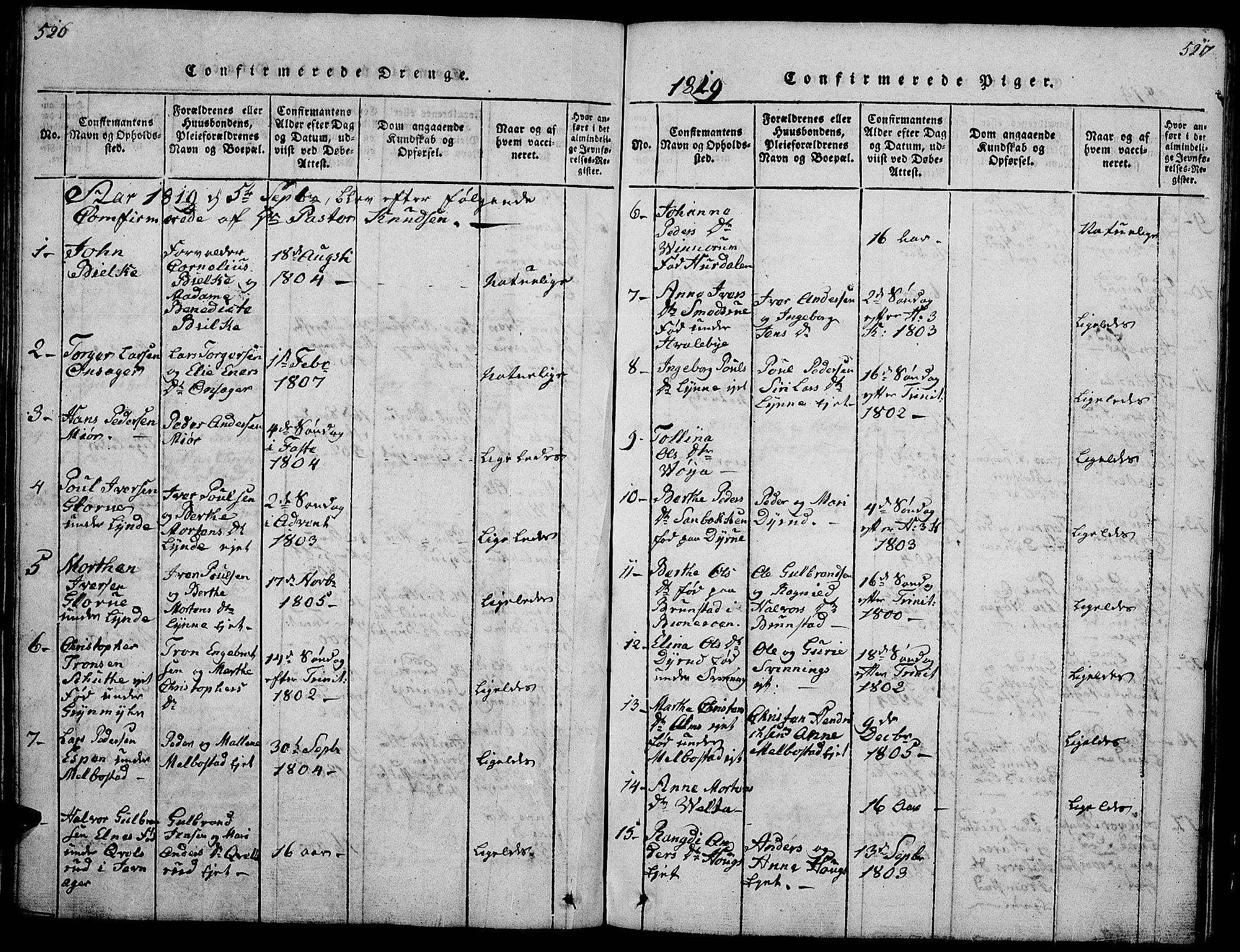 Gran prestekontor, SAH/PREST-112/H/Ha/Hab/L0001: Parish register (copy) no. 1, 1815-1824, p. 516-517