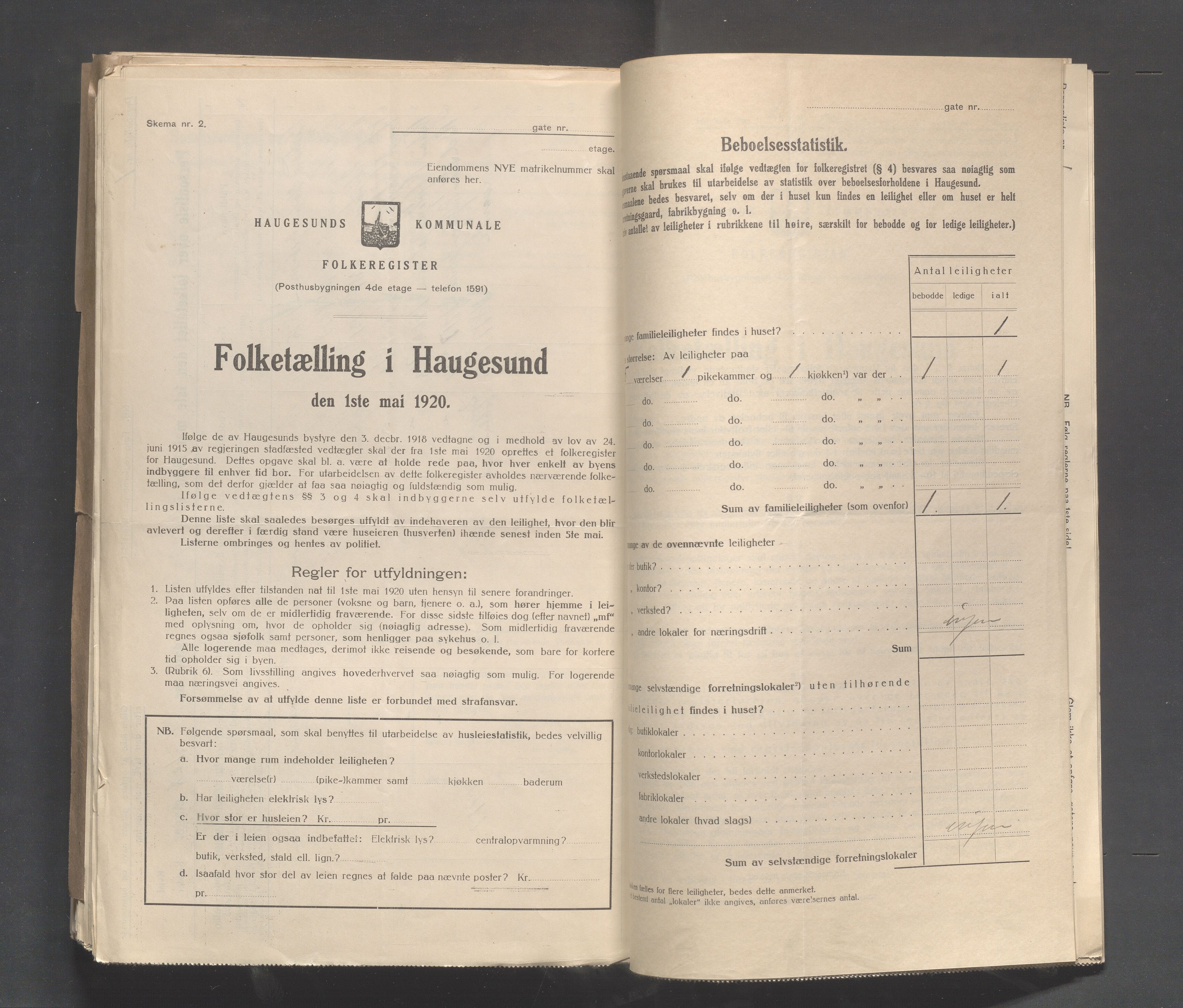 IKAR, Local census 1.5.1920 for Haugesund, 1920, p. 2834