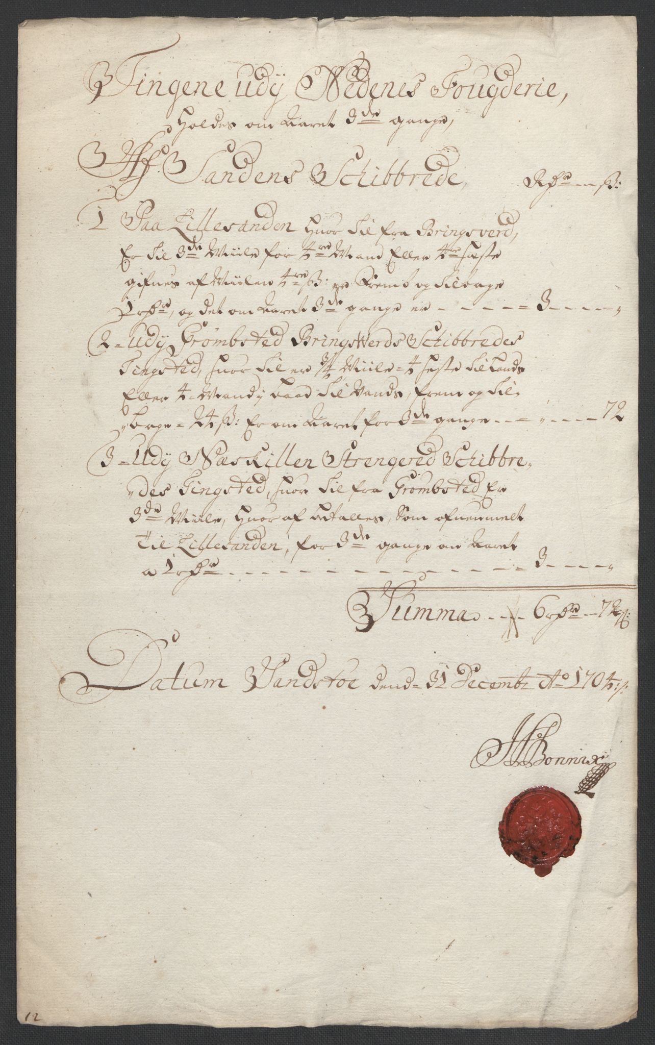 Rentekammeret inntil 1814, Reviderte regnskaper, Fogderegnskap, AV/RA-EA-4092/R39/L2317: Fogderegnskap Nedenes, 1704-1705, p. 124