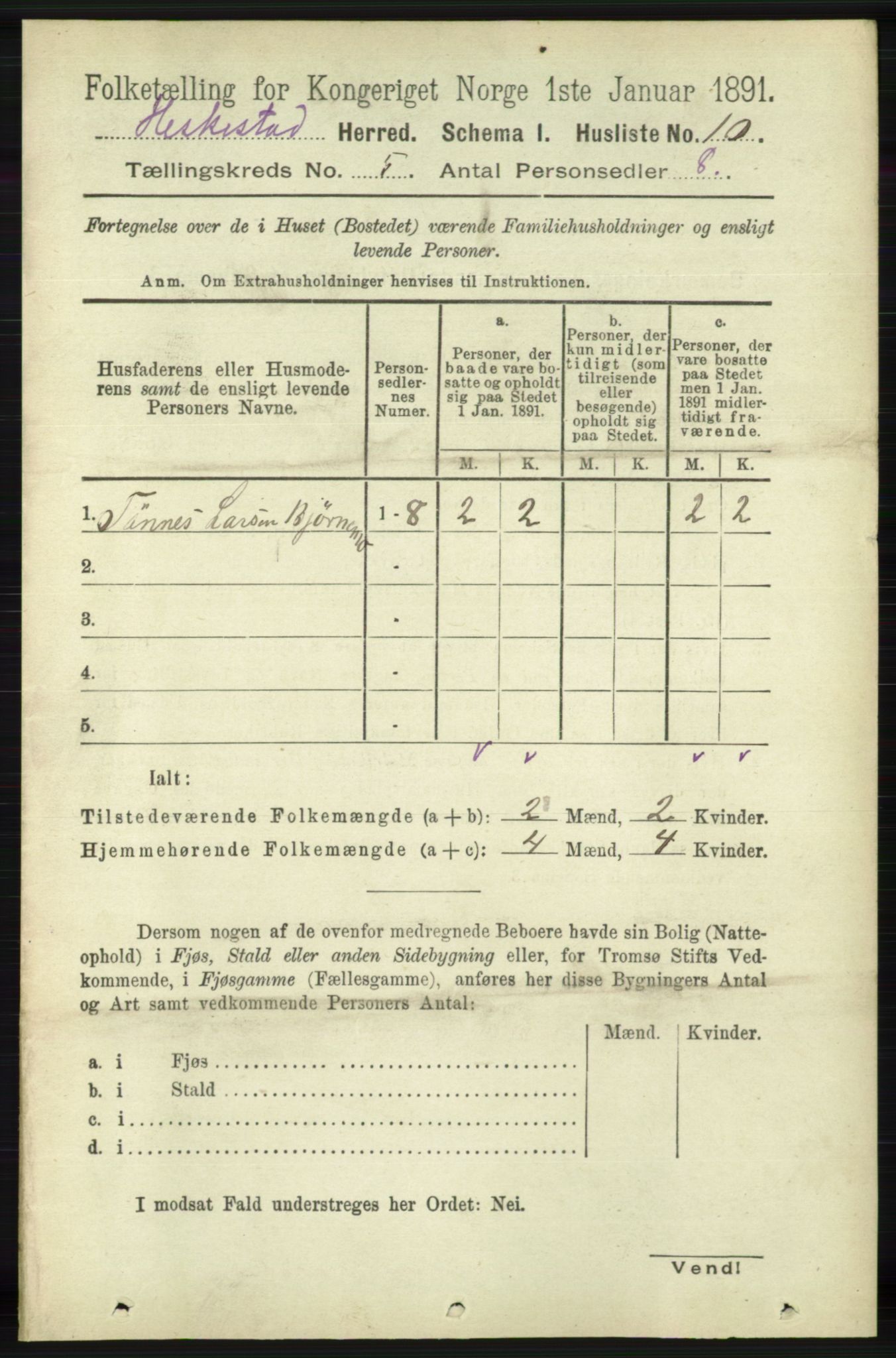 RA, 1891 census for 1113 Heskestad, 1891, p. 855