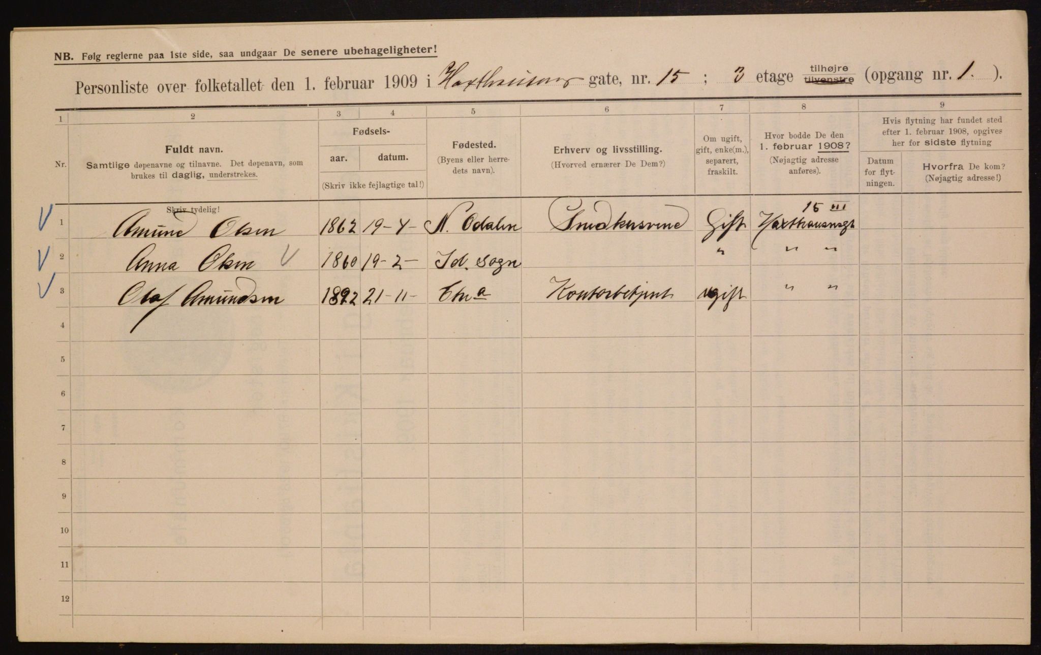 OBA, Municipal Census 1909 for Kristiania, 1909, p. 32355