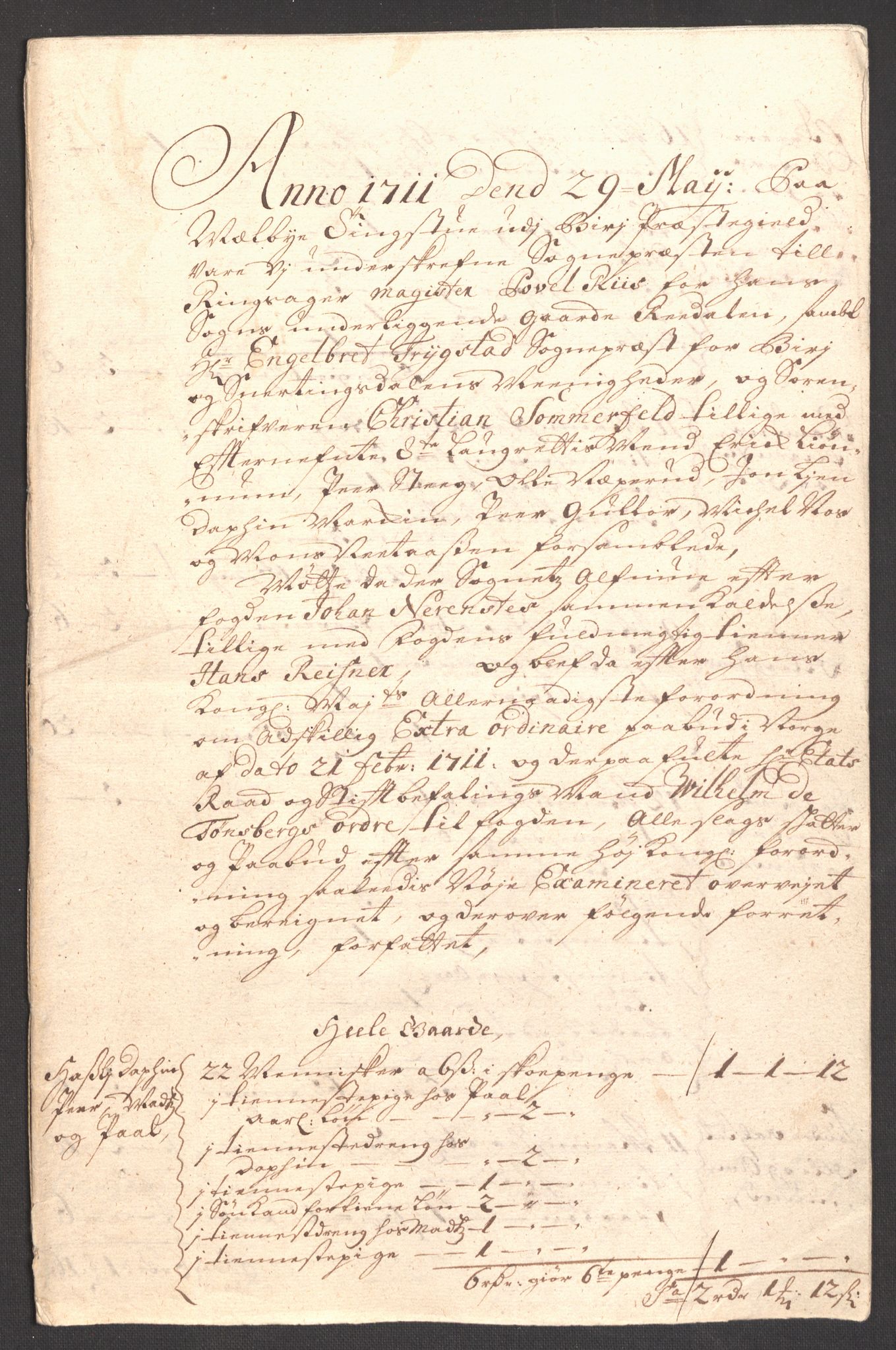 Rentekammeret inntil 1814, Reviderte regnskaper, Fogderegnskap, AV/RA-EA-4092/R18/L1308: Fogderegnskap Hadeland, Toten og Valdres, 1711, p. 265