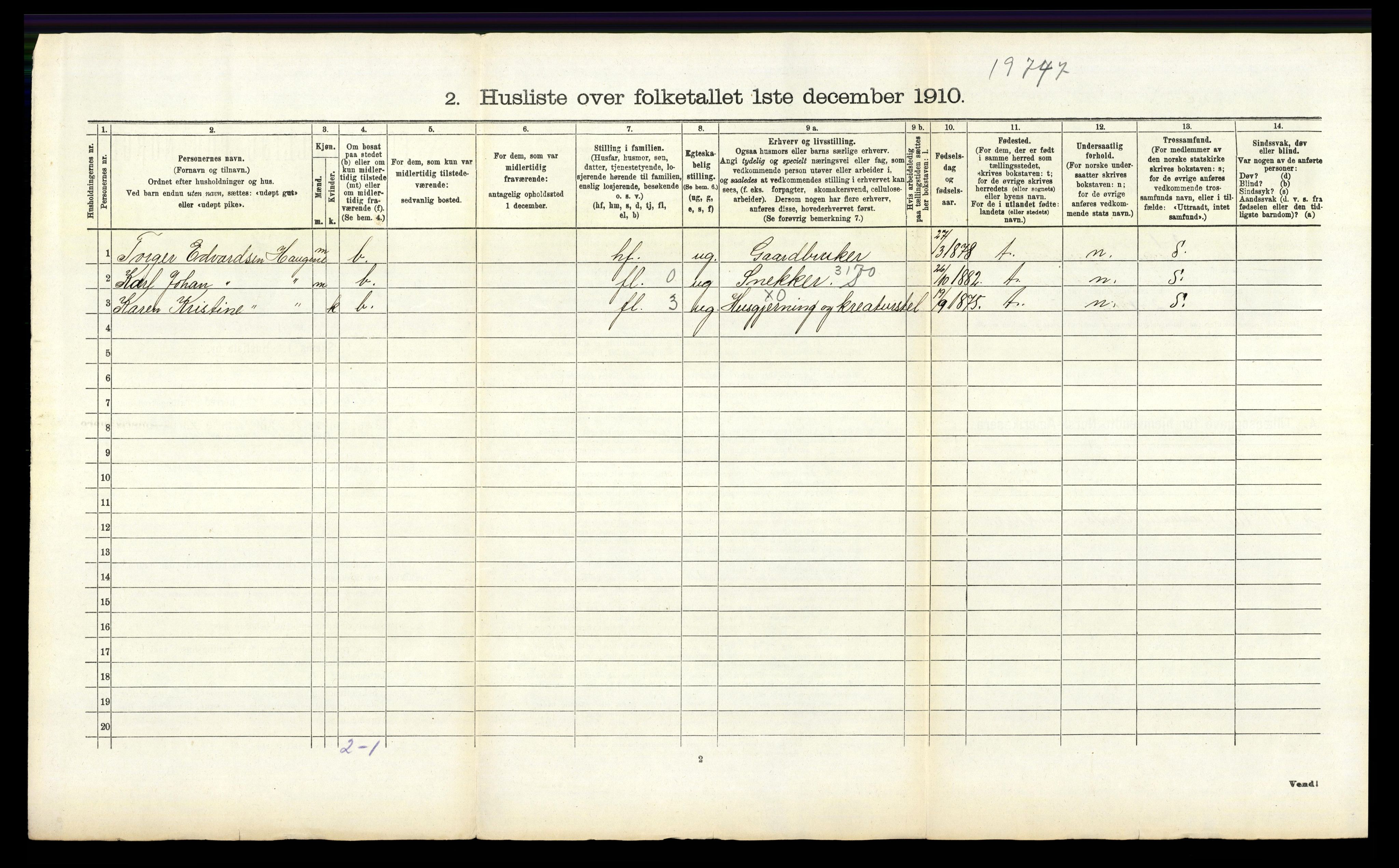 RA, 1910 census for Brunlanes, 1910, p. 218