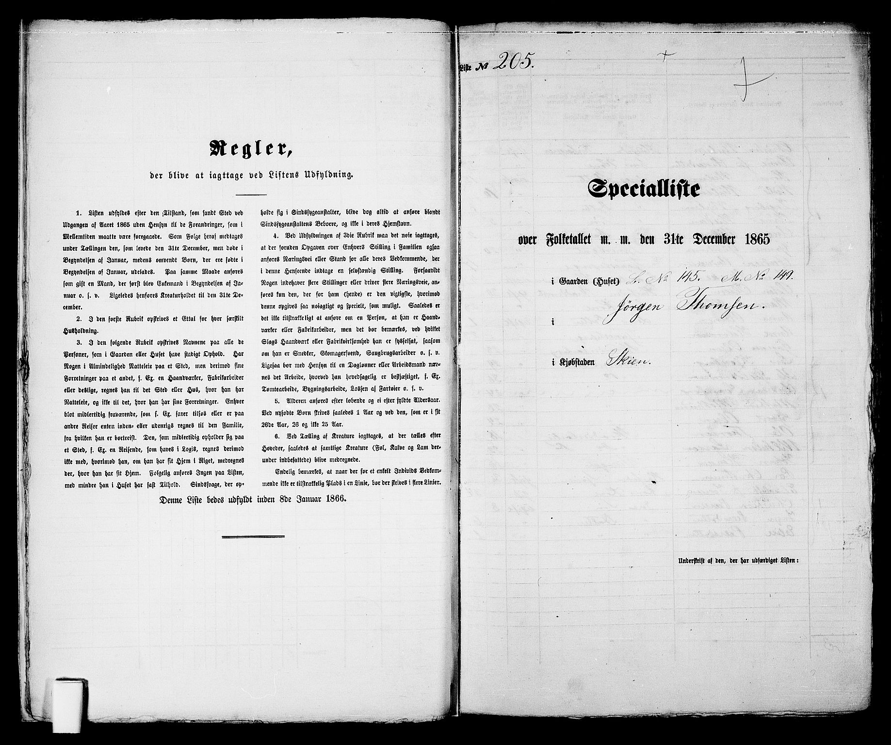 RA, 1865 census for Skien, 1865, p. 424