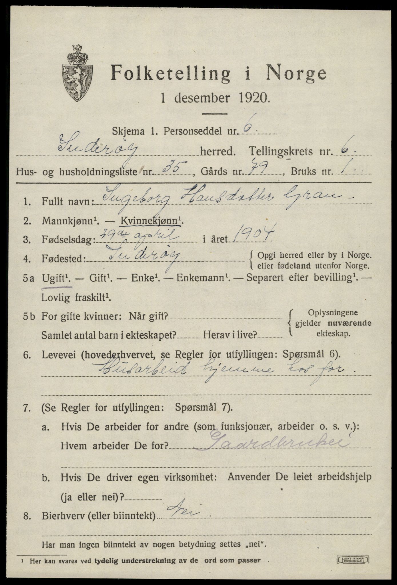 SAT, 1920 census for Inderøy, 1920, p. 5085