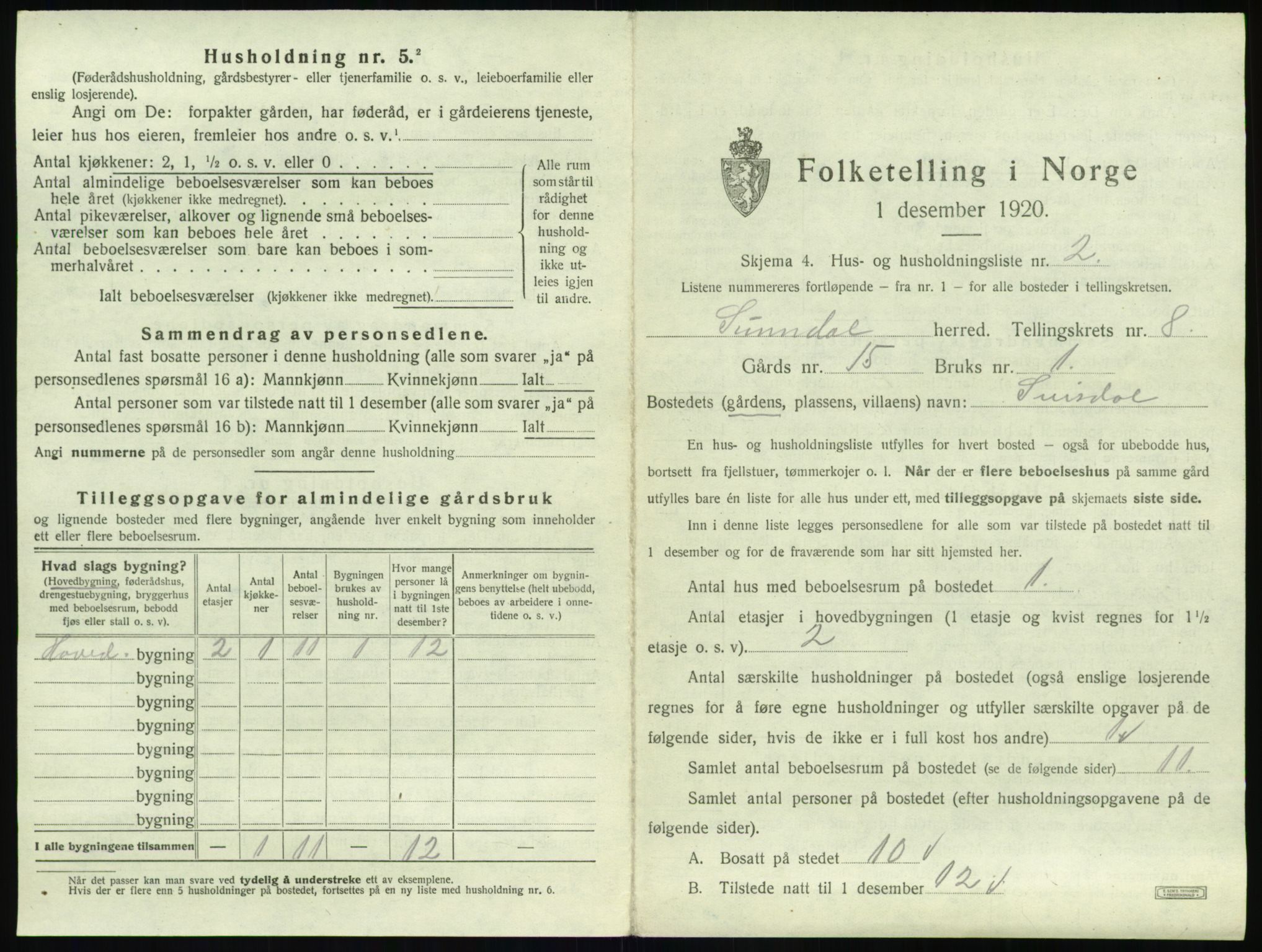 SAT, 1920 census for Sunndal, 1920, p. 738