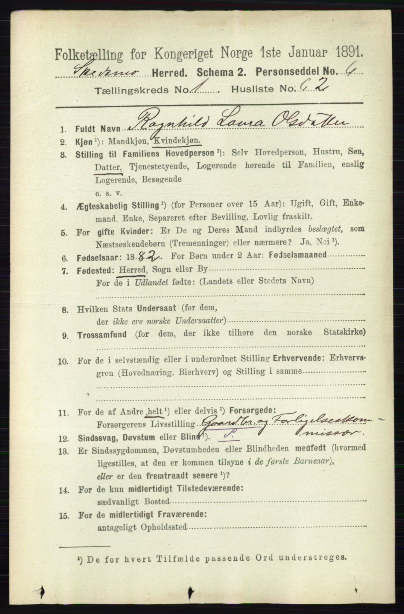 RA, 1891 census for 0231 Skedsmo, 1891, p. 503