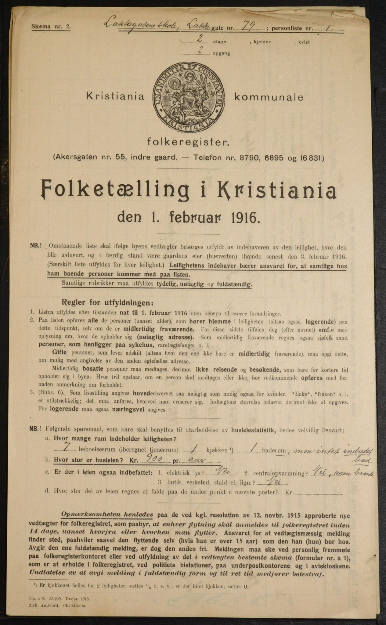 OBA, Municipal Census 1916 for Kristiania, 1916, p. 57450