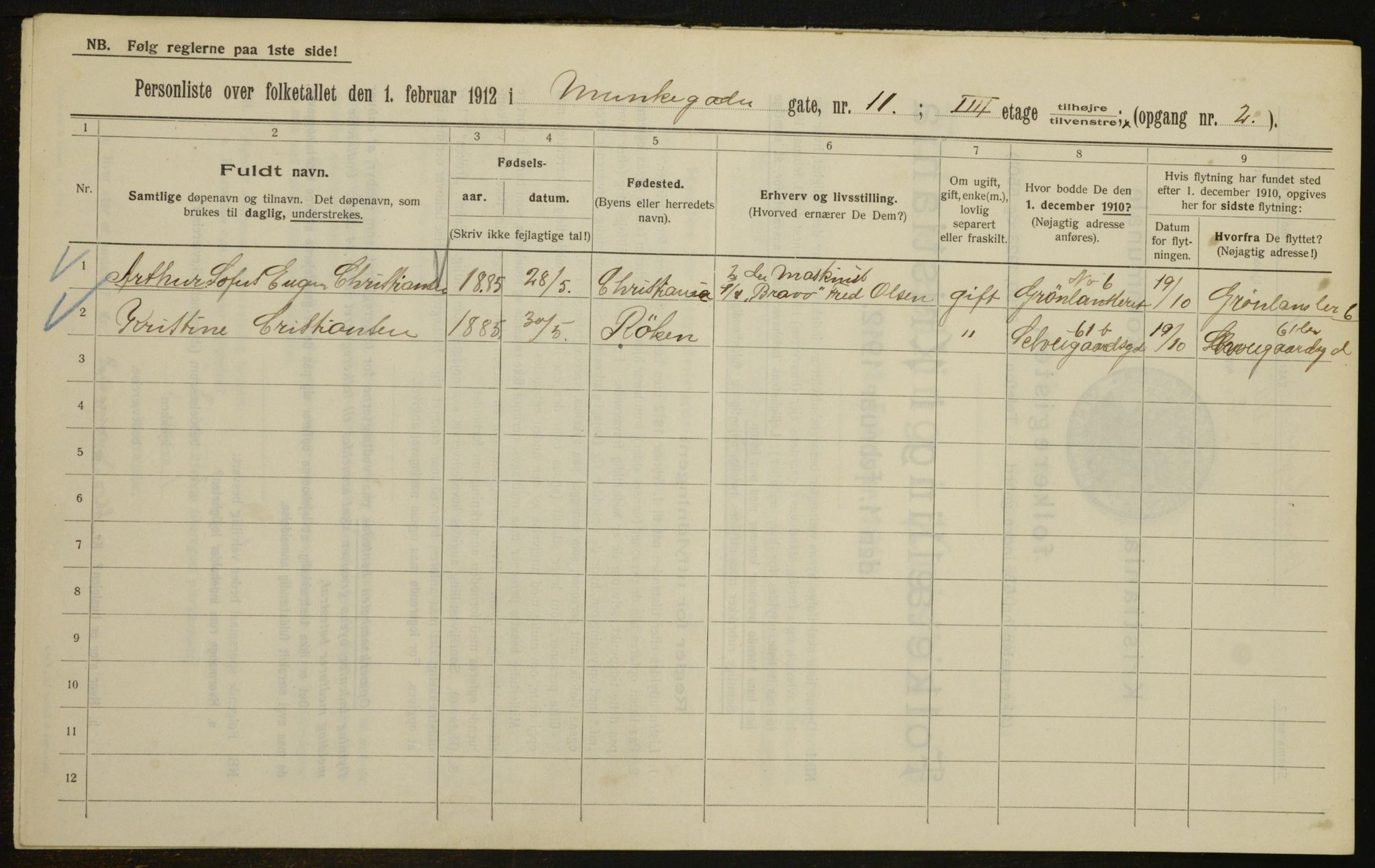 OBA, Municipal Census 1912 for Kristiania, 1912, p. 68623