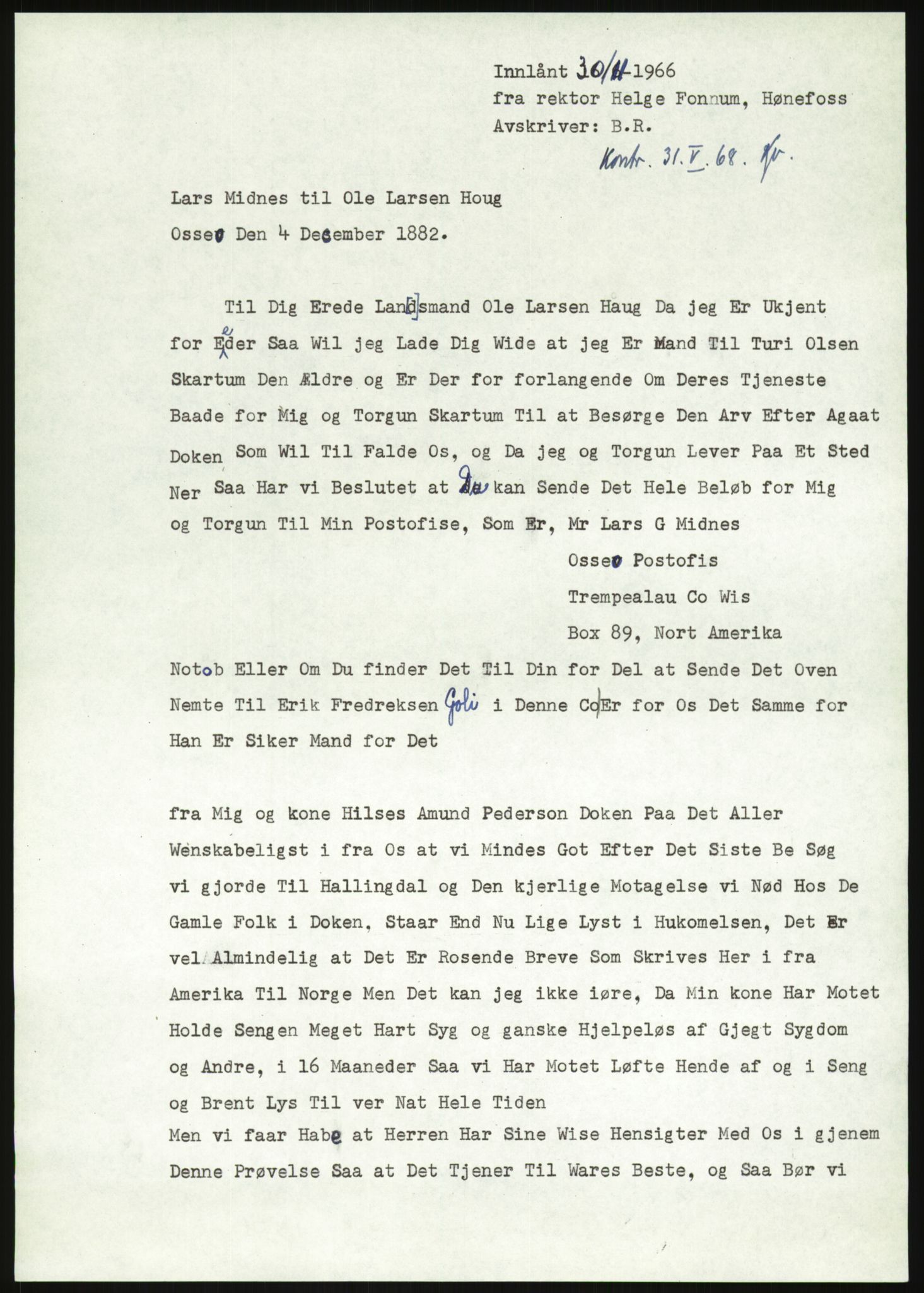 Samlinger til kildeutgivelse, Amerikabrevene, AV/RA-EA-4057/F/L0019: Innlån fra Buskerud: Fonnem - Kristoffersen, 1838-1914, p. 625