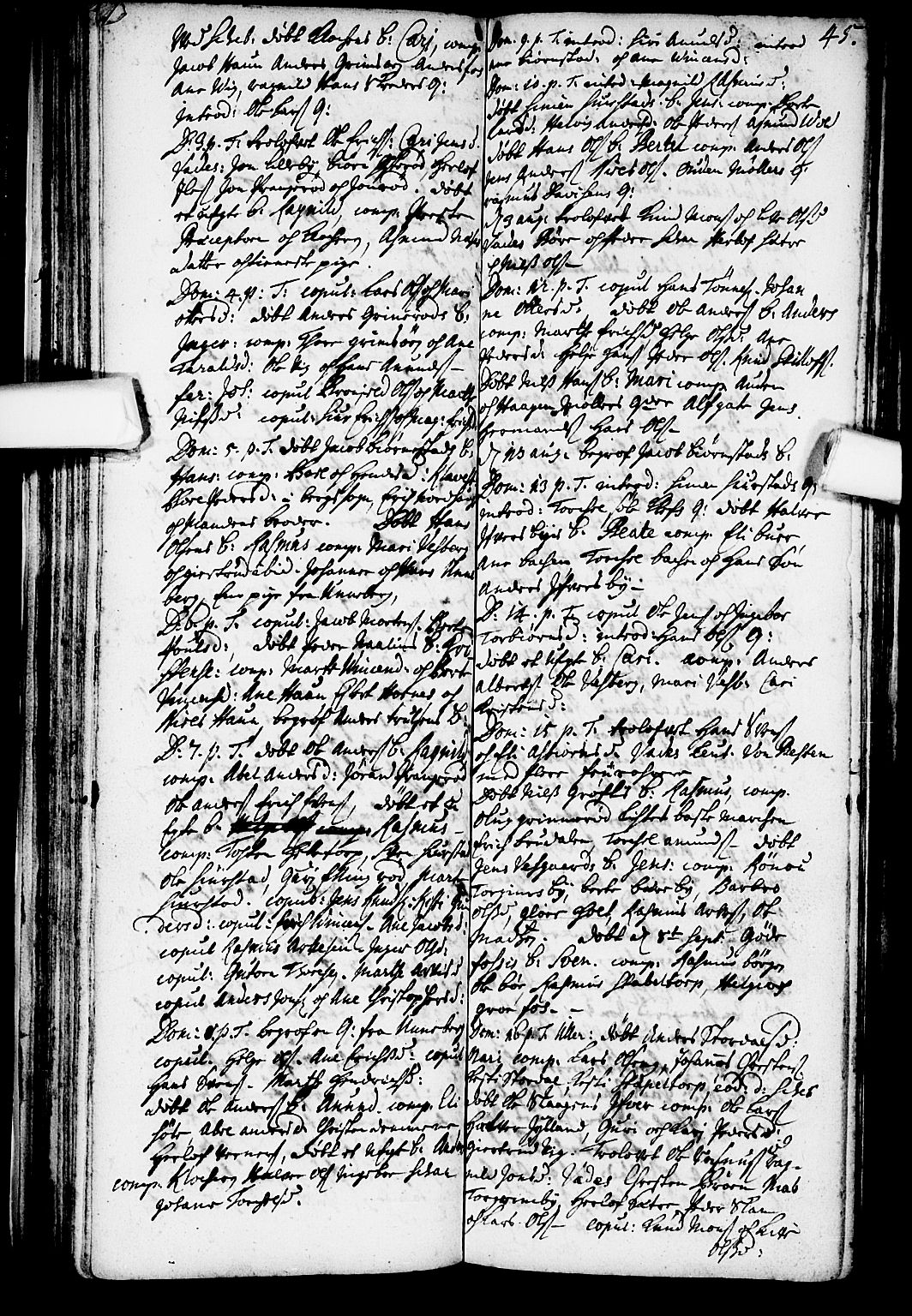 Skjeberg prestekontor Kirkebøker, AV/SAO-A-10923/F/Fa/L0001: Parish register (official) no. I 1, 1702-1725, p. 45