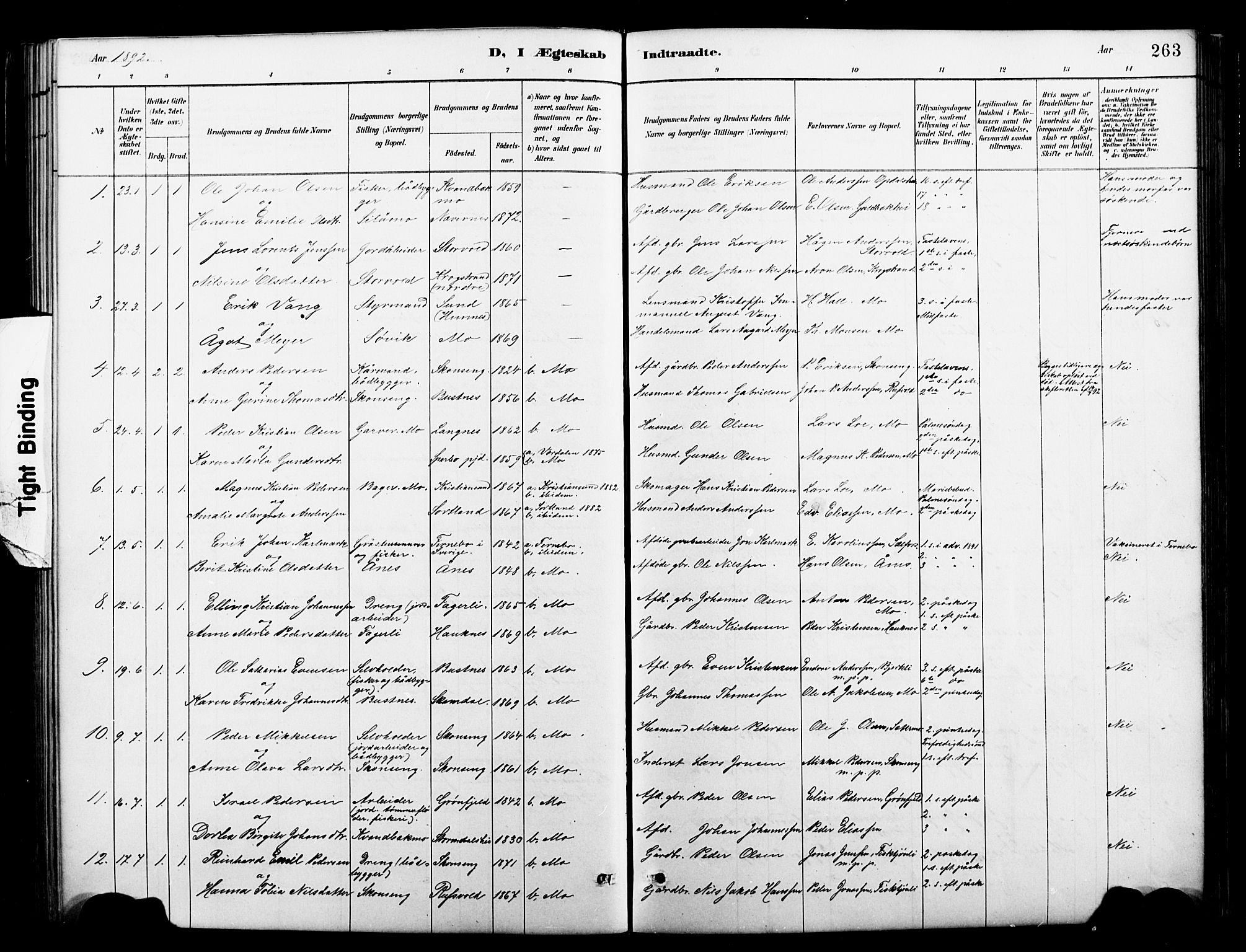 Ministerialprotokoller, klokkerbøker og fødselsregistre - Nordland, SAT/A-1459/827/L0421: Parish register (copy) no. 827C10, 1887-1906, p. 263