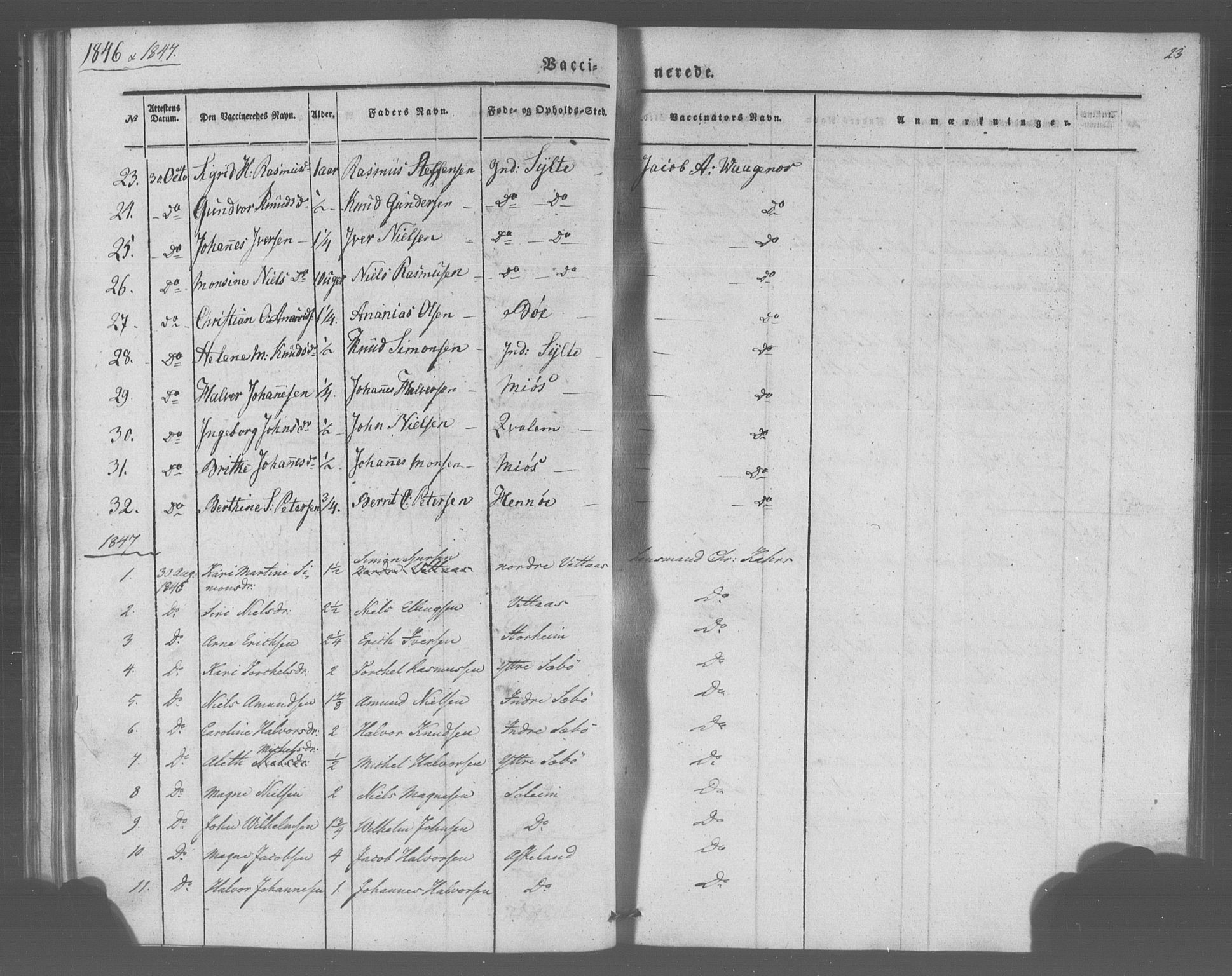 Manger sokneprestembete, SAB/A-76801/H/Haa: Parish register (official) no. A 10, 1844-1859, p. 23