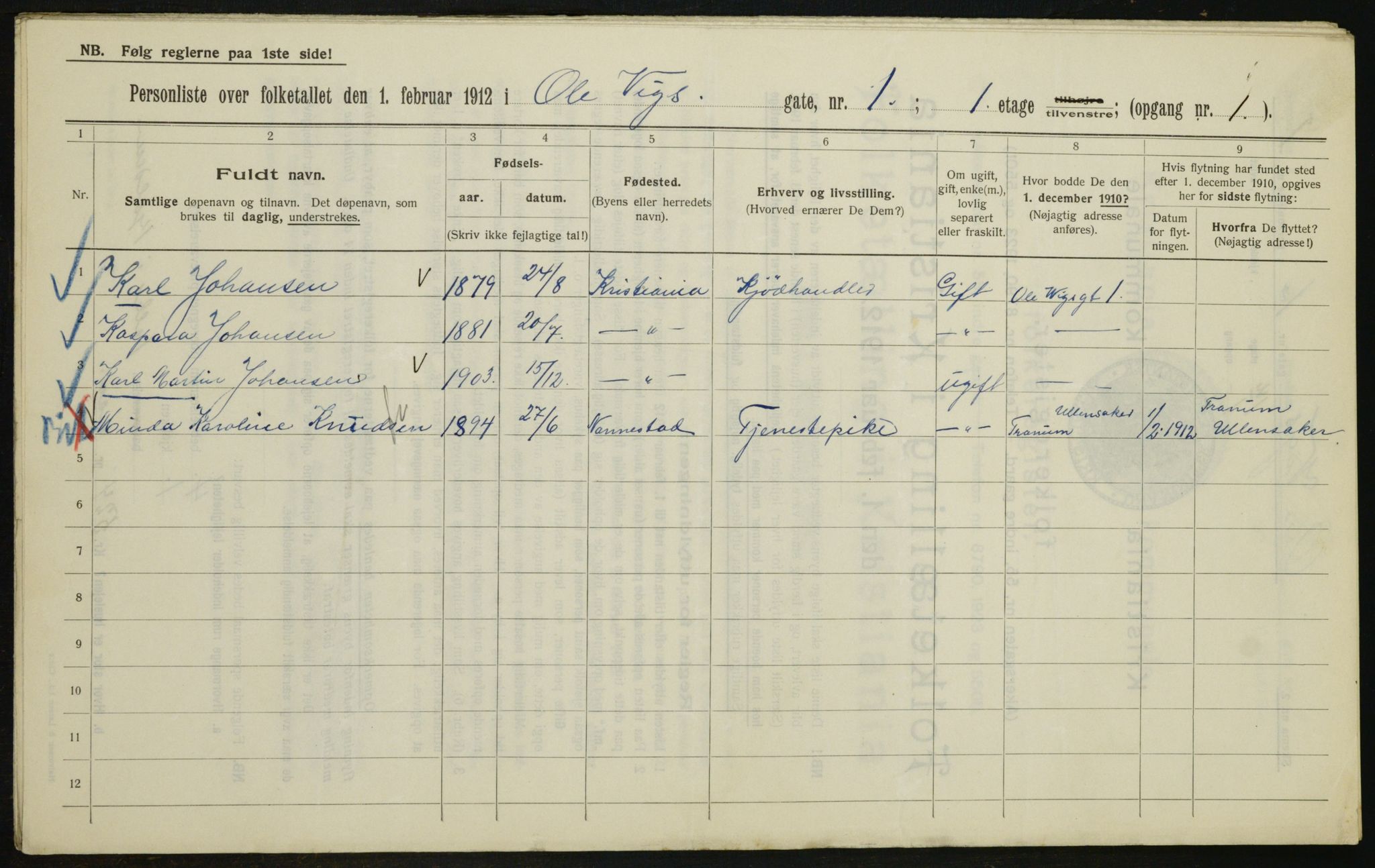 OBA, Municipal Census 1912 for Kristiania, 1912, p. 76039