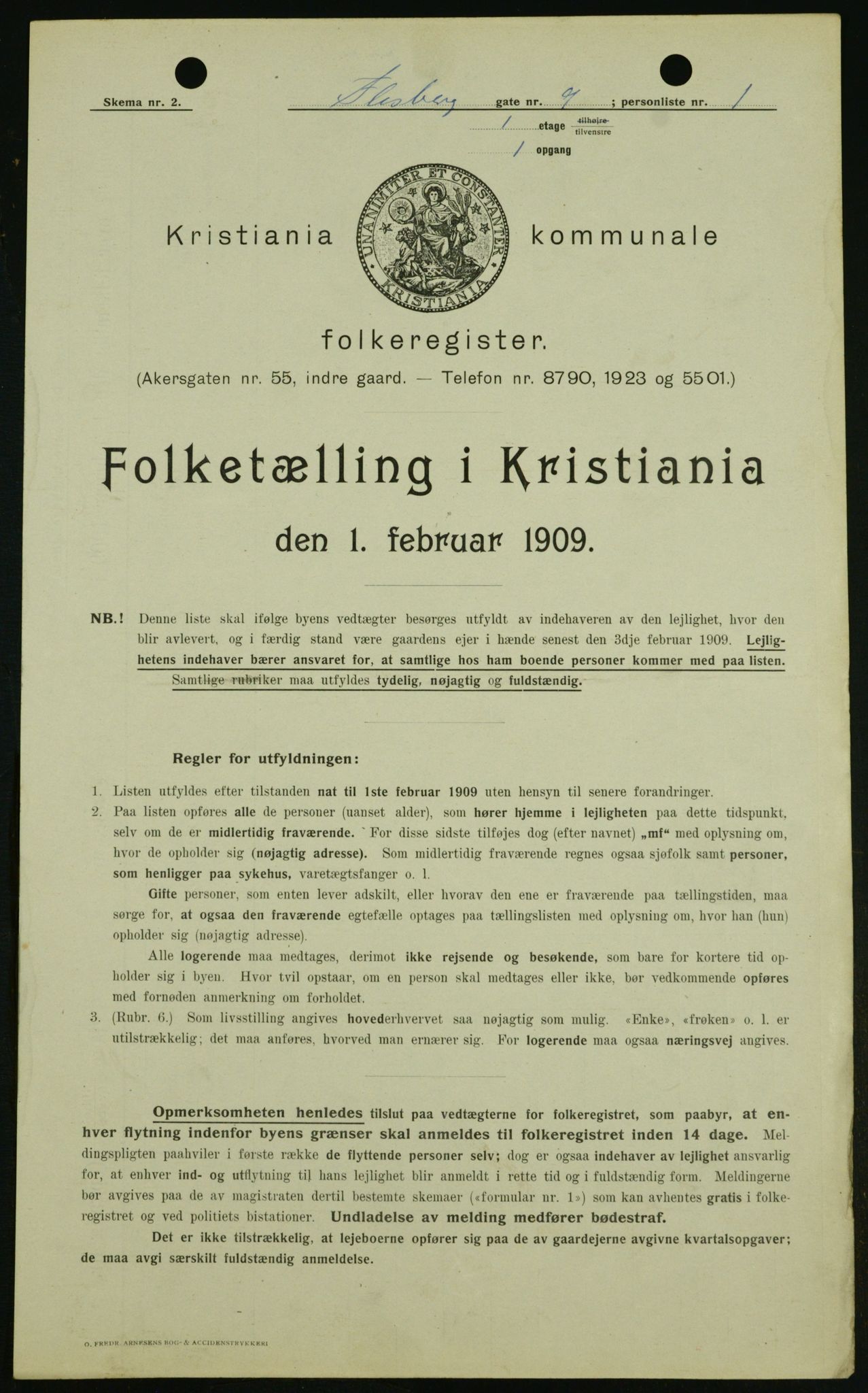 OBA, Municipal Census 1909 for Kristiania, 1909, p. 22289