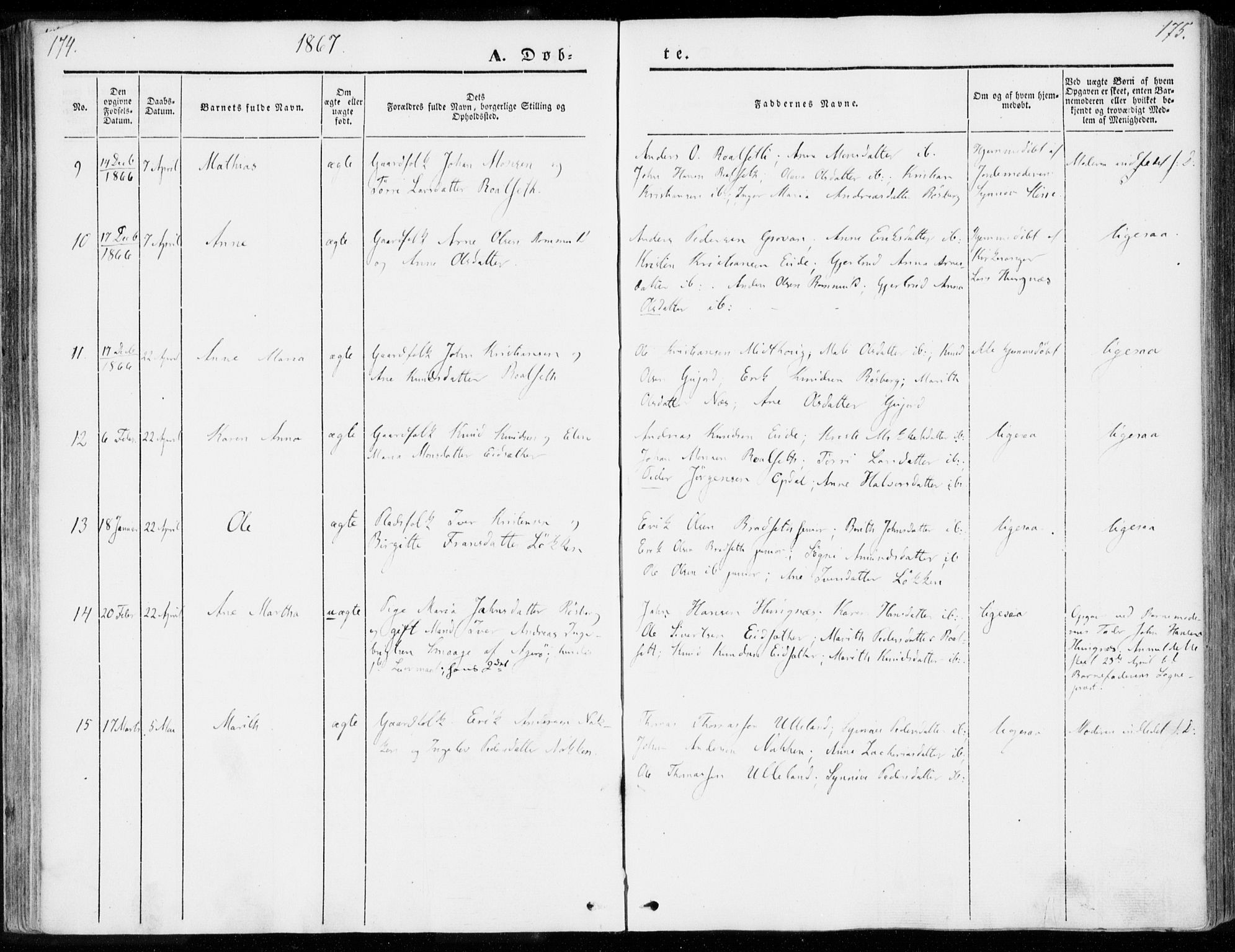 Ministerialprotokoller, klokkerbøker og fødselsregistre - Møre og Romsdal, AV/SAT-A-1454/557/L0680: Parish register (official) no. 557A02, 1843-1869, p. 174-175