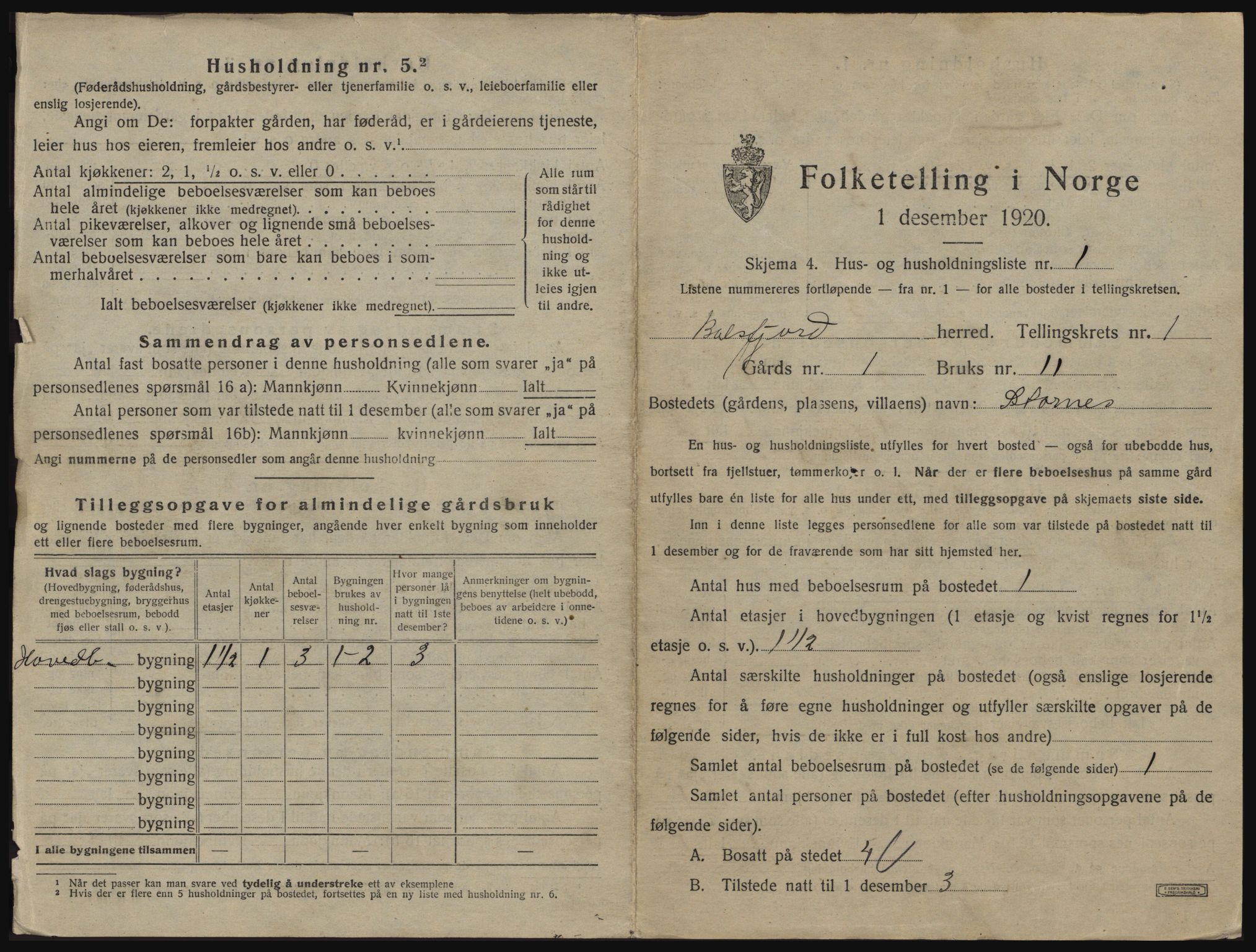 SATØ, 1920 census for Balsfjord, 1920, p. 56