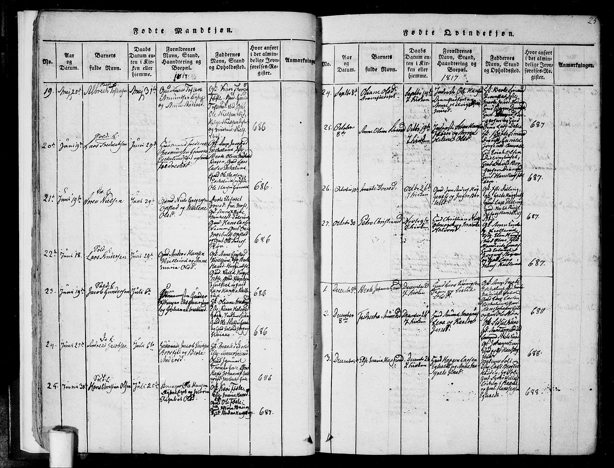 Rygge prestekontor Kirkebøker, AV/SAO-A-10084b/F/Fa/L0003: Parish register (official) no. 3, 1814-1836, p. 24-25