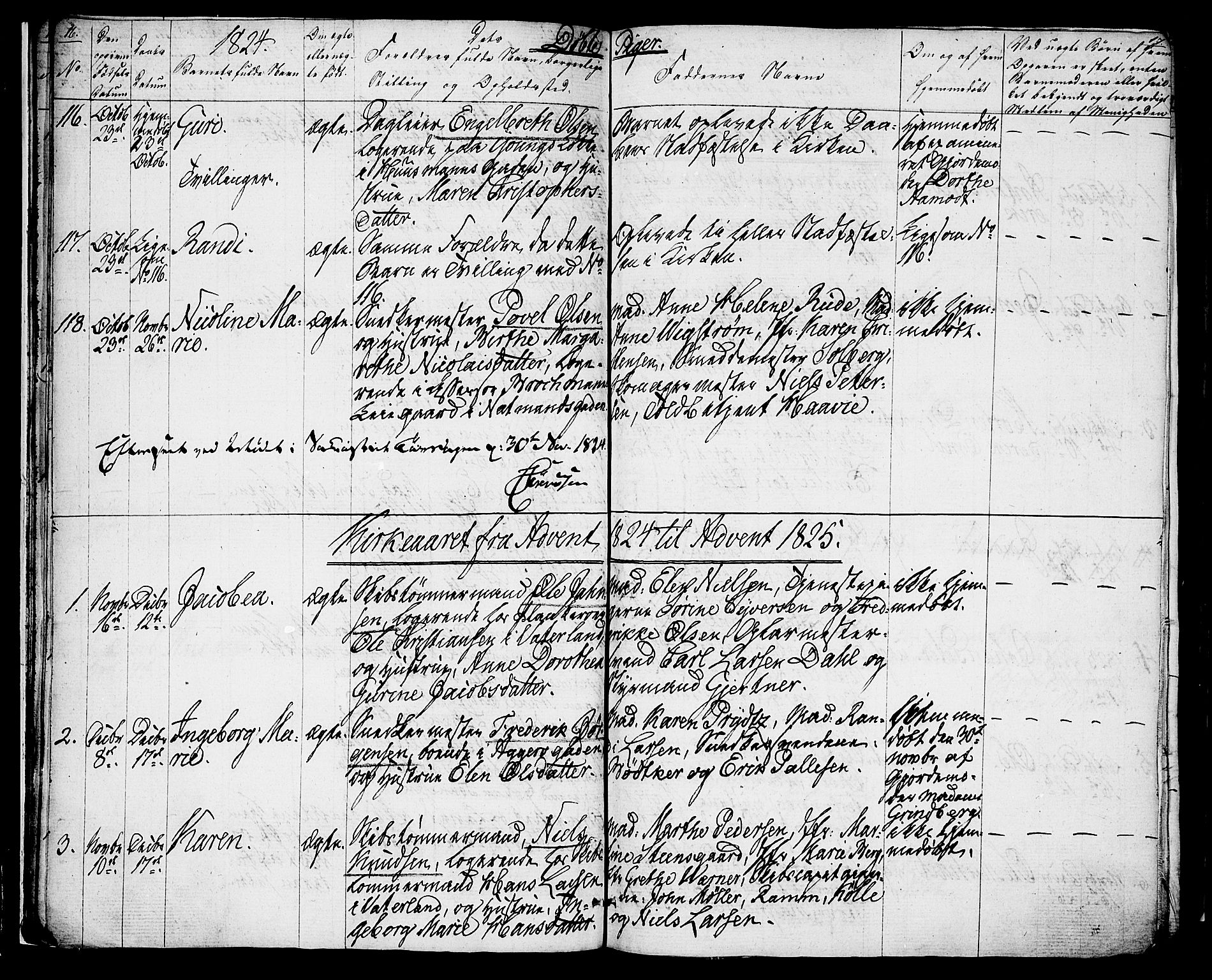 Oslo domkirke Kirkebøker, SAO/A-10752/F/Fa/L0010: Parish register (official) no. 10, 1824-1830, p. 16-17