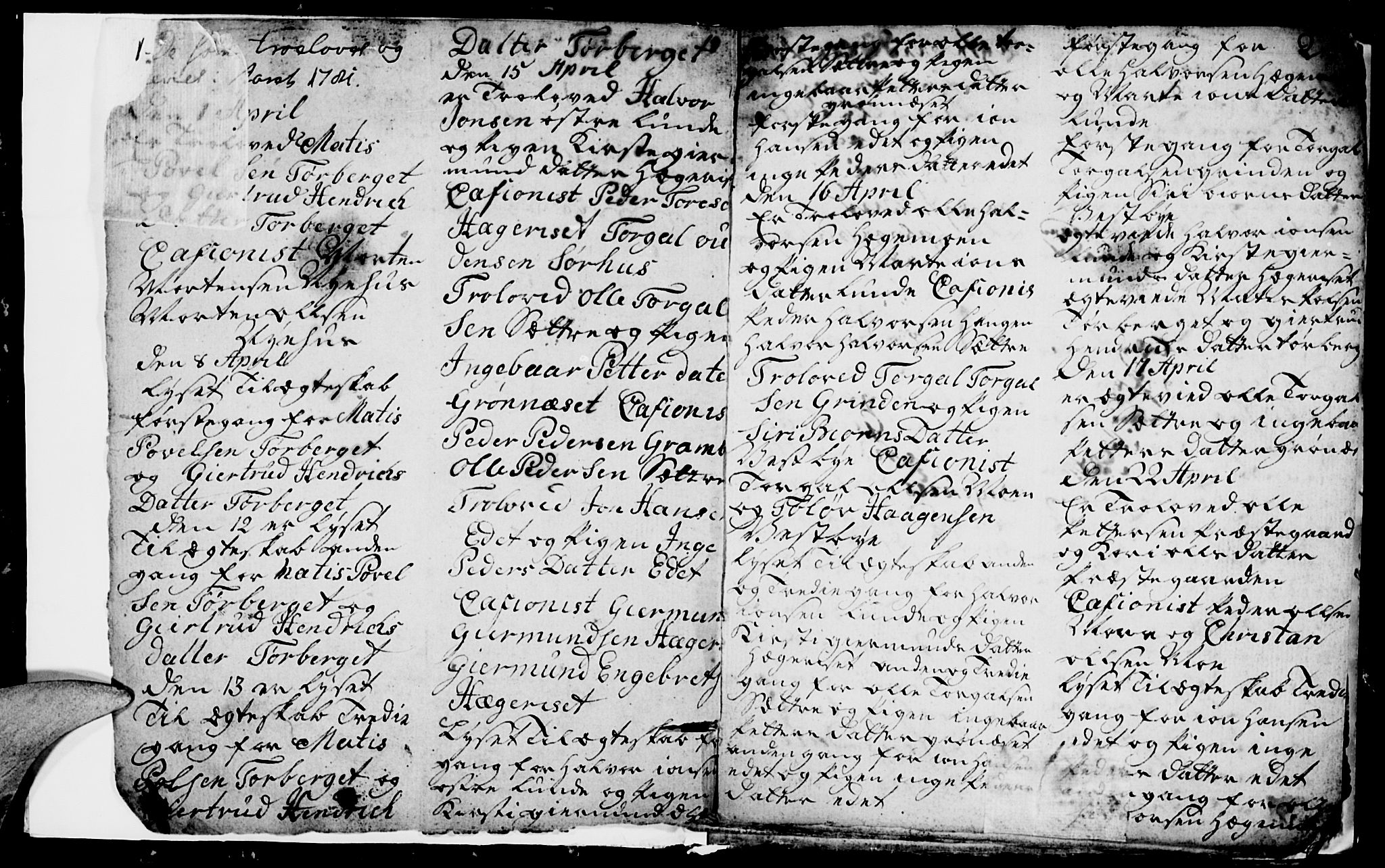 Trysil prestekontor, AV/SAH-PREST-046/H/Ha/Hab/L0001: Parish register (copy) no. 1, 1781-1799, p. 1-2