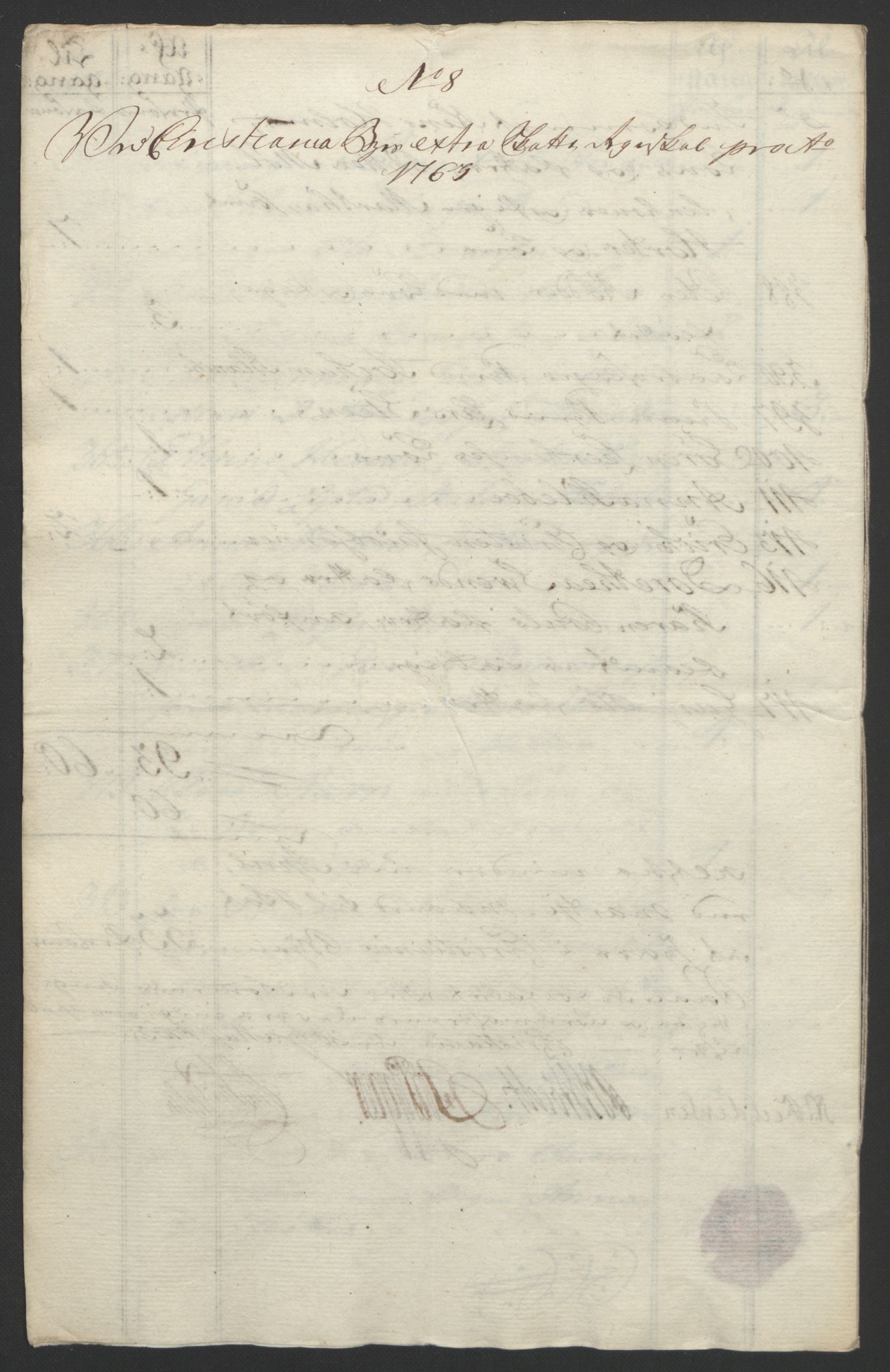 Rentekammeret inntil 1814, Reviderte regnskaper, Byregnskaper, AV/RA-EA-4066/R/Re/L0072/0001: [E13] Kontribusjonsregnskap / Ekstraskatt, 1763-1764, p. 78