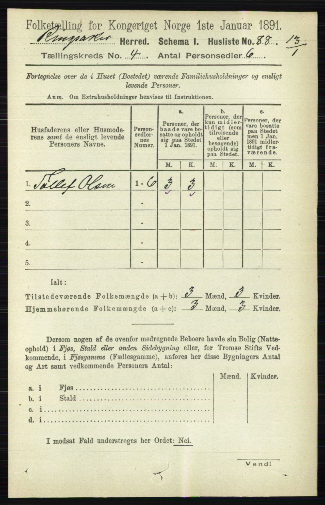 RA, 1891 census for 0412 Ringsaker, 1891, p. 1770