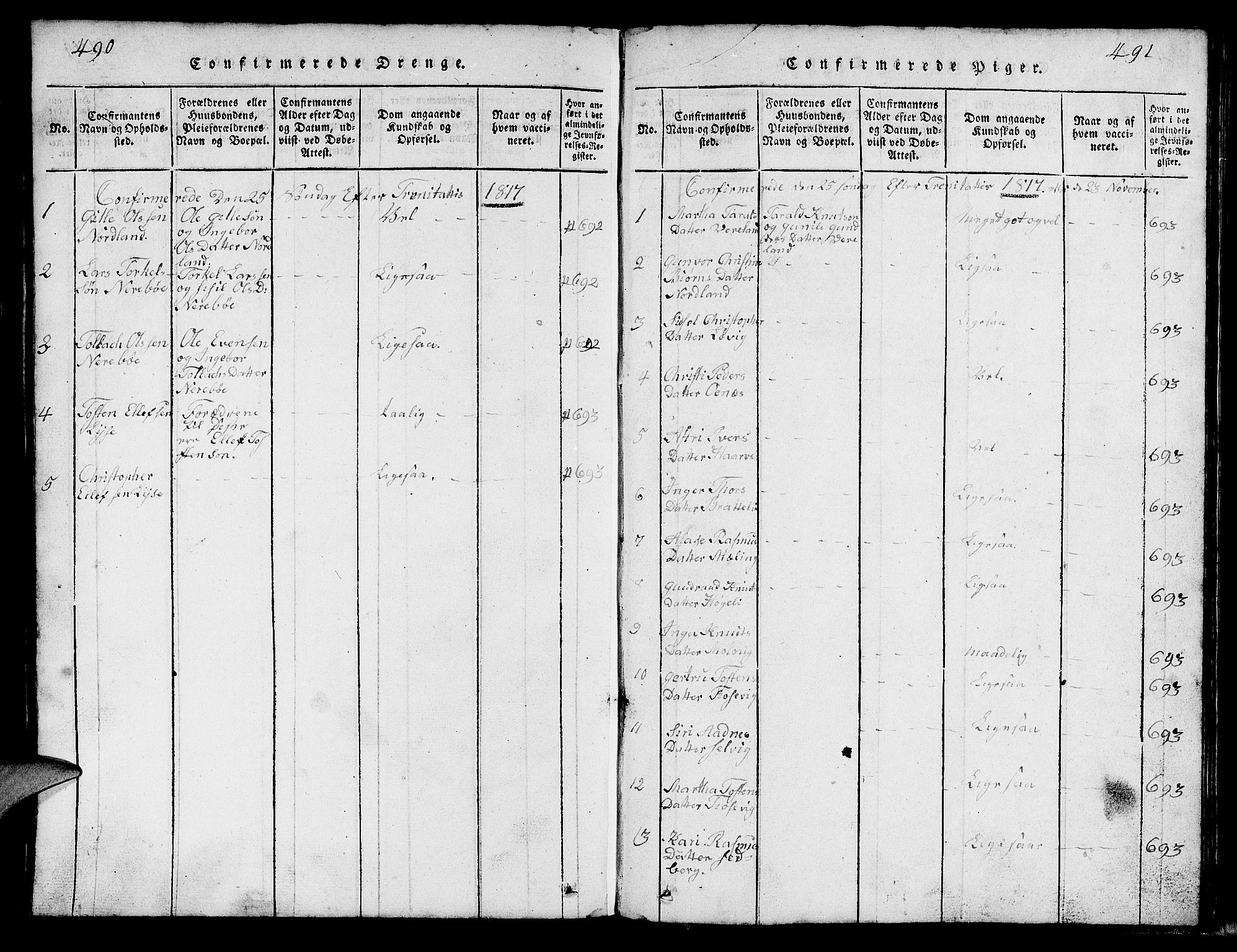 Strand sokneprestkontor, SAST/A-101828/H/Ha/Hab/L0002: Parish register (copy) no. B 2, 1816-1854, p. 490-491