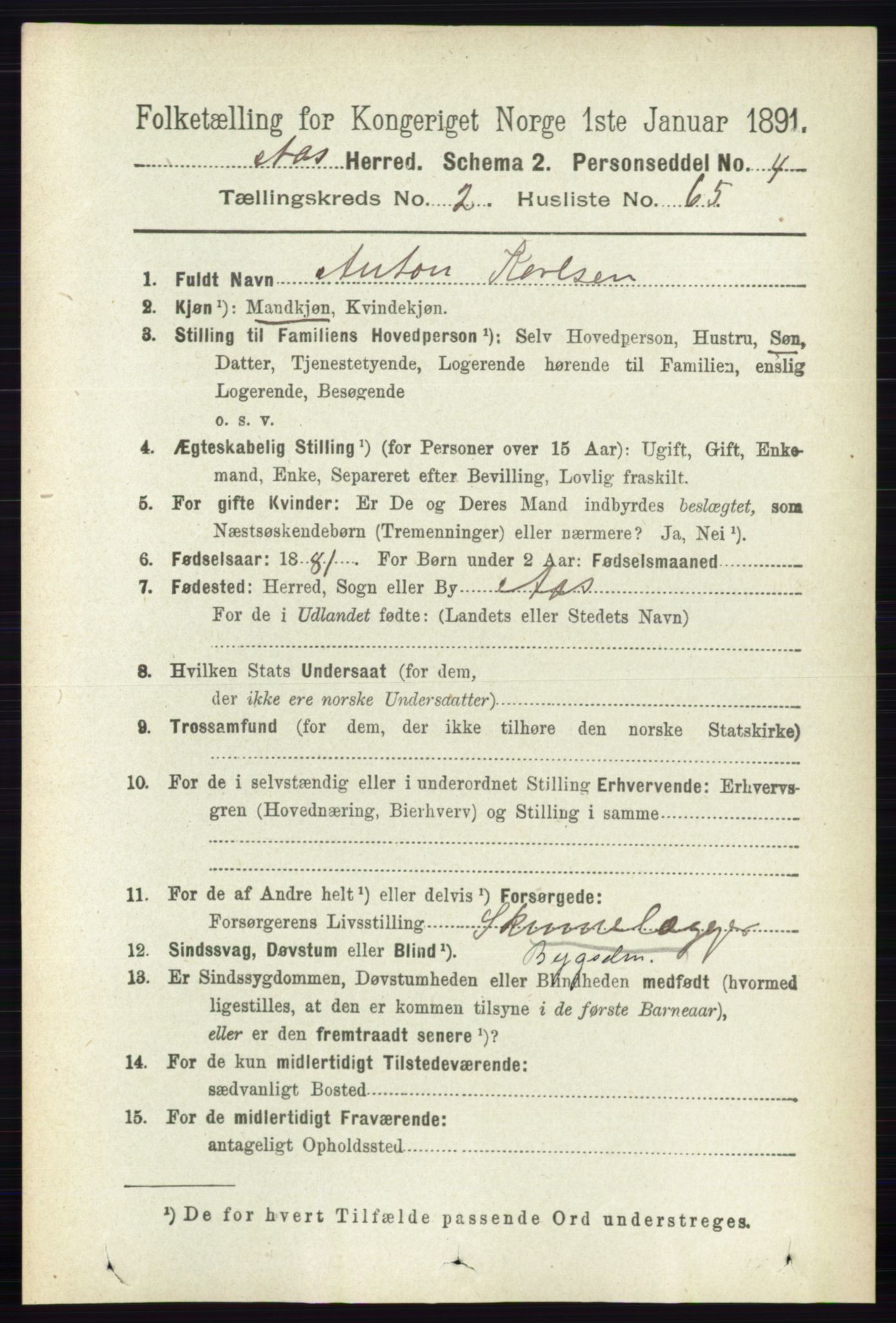 RA, 1891 census for 0214 Ås, 1891, p. 1992