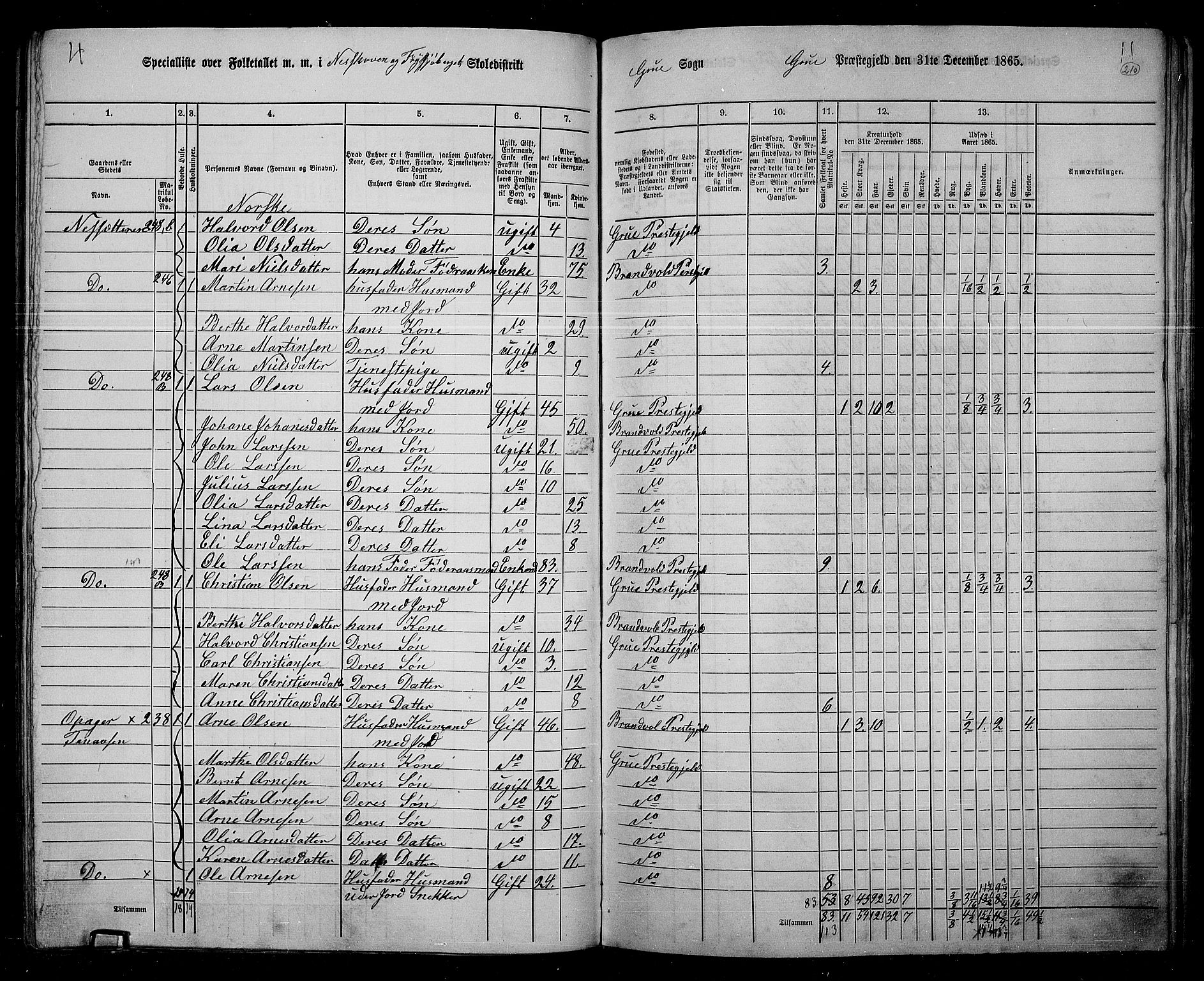 RA, 1865 census for Grue, 1865, p. 183
