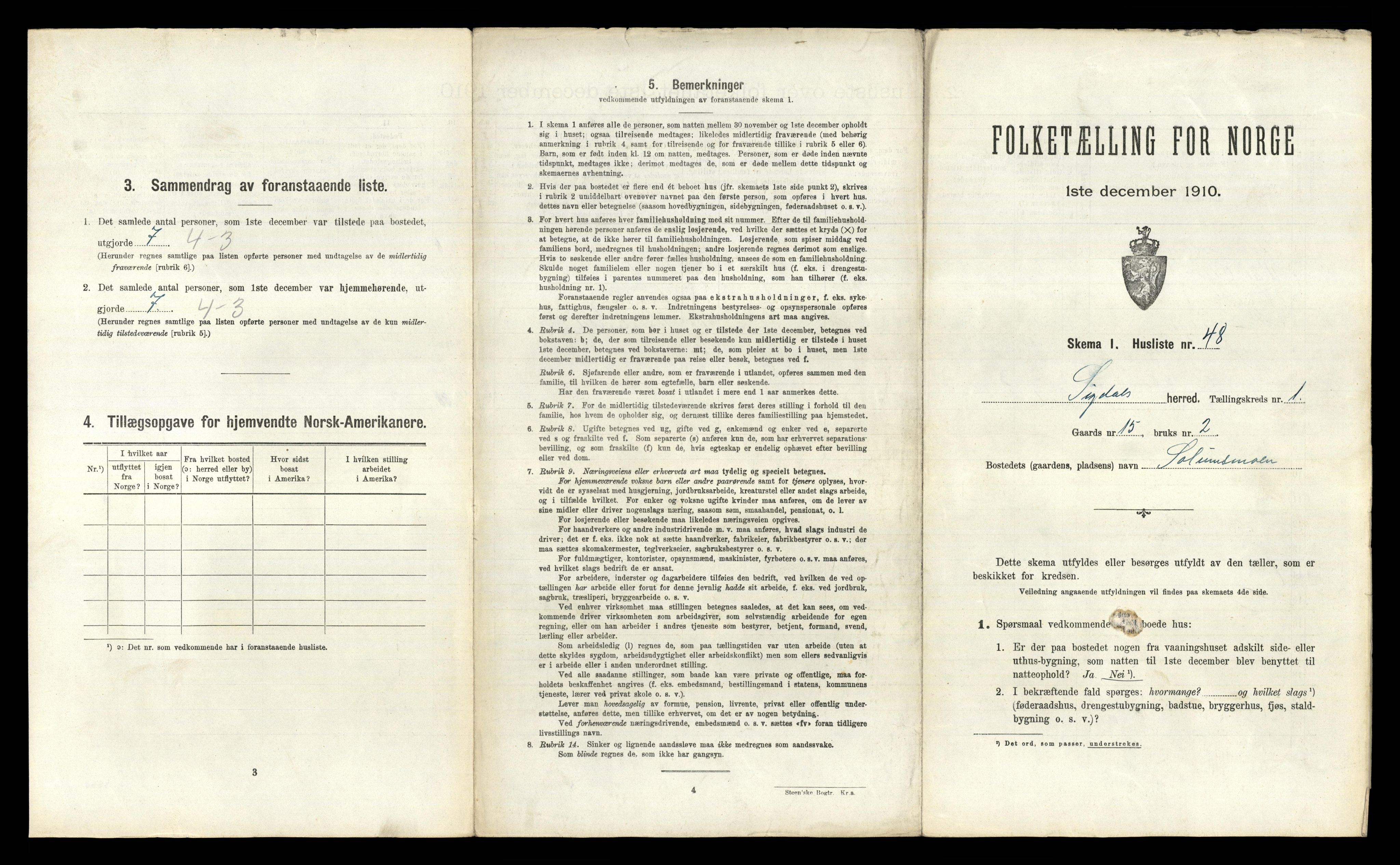 RA, 1910 census for Sigdal, 1910, p. 144