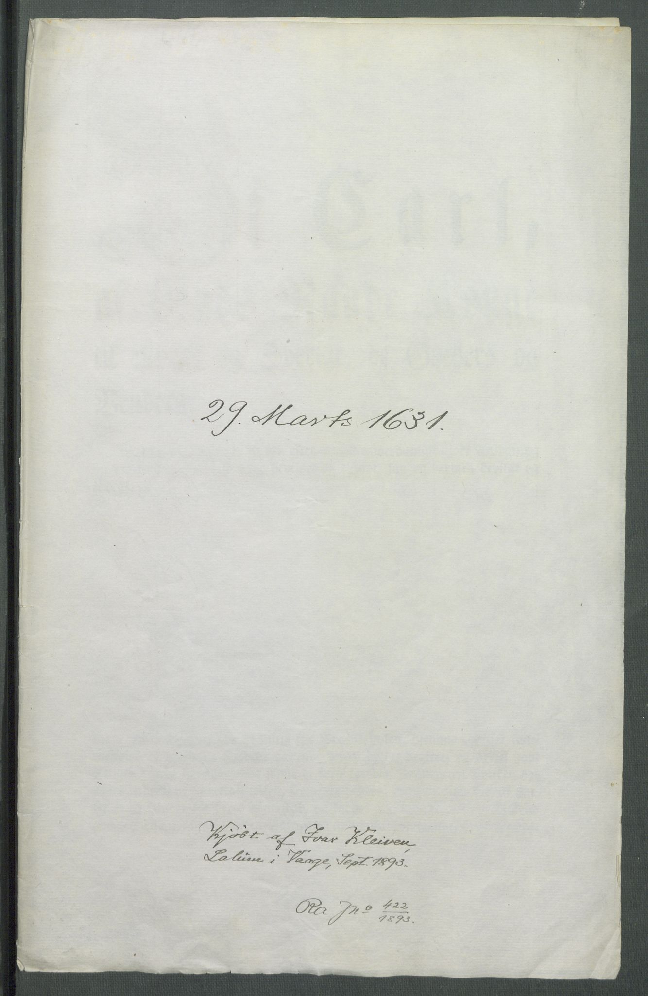 Riksarkivets diplomsamling, AV/RA-EA-5965/F02/L0140: Dokumenter, 1631, p. 22