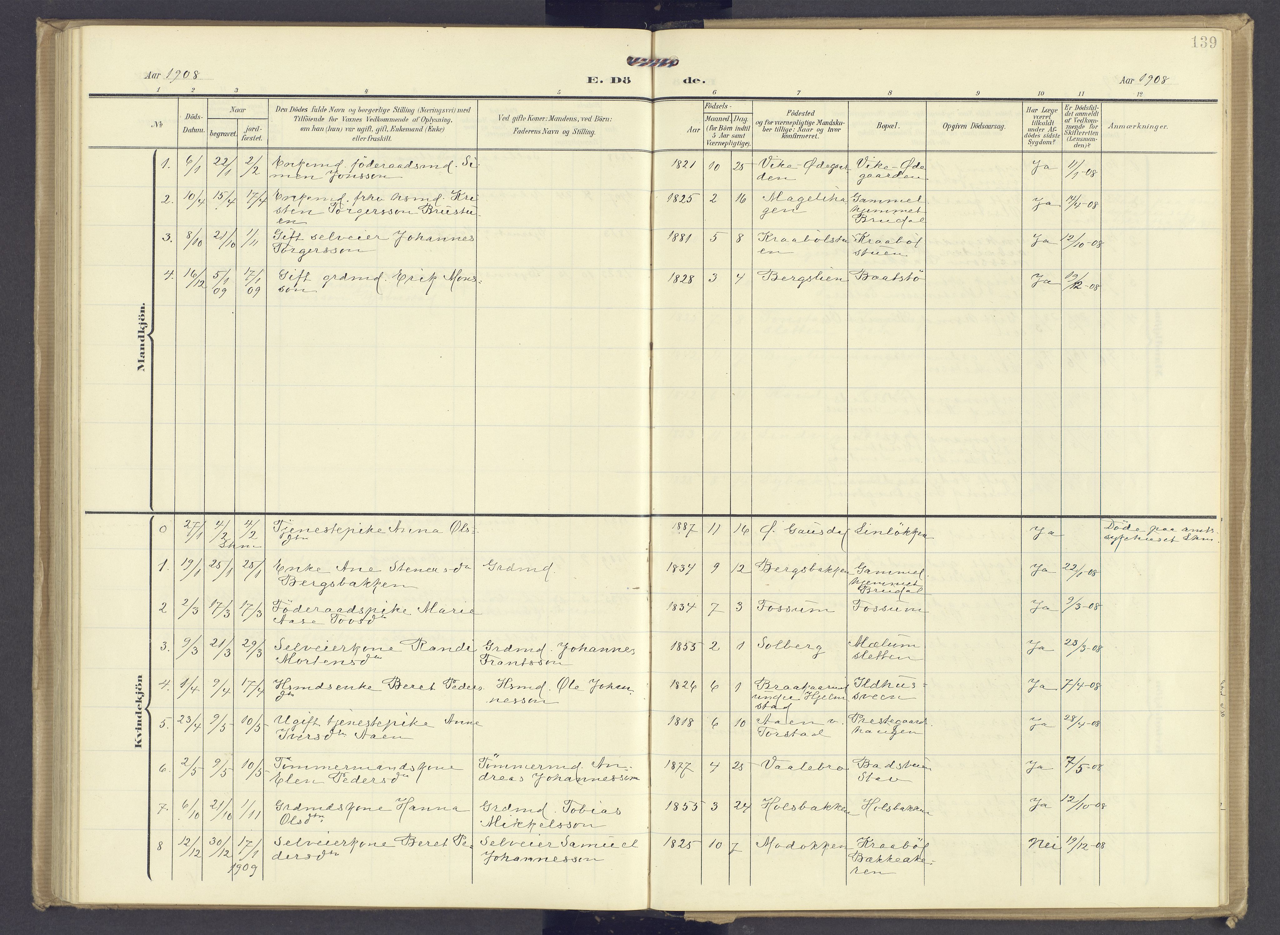 Øyer prestekontor, AV/SAH-PREST-084/H/Ha/Haa/L0013: Parish register (official) no. 13, 1905-1920, p. 139