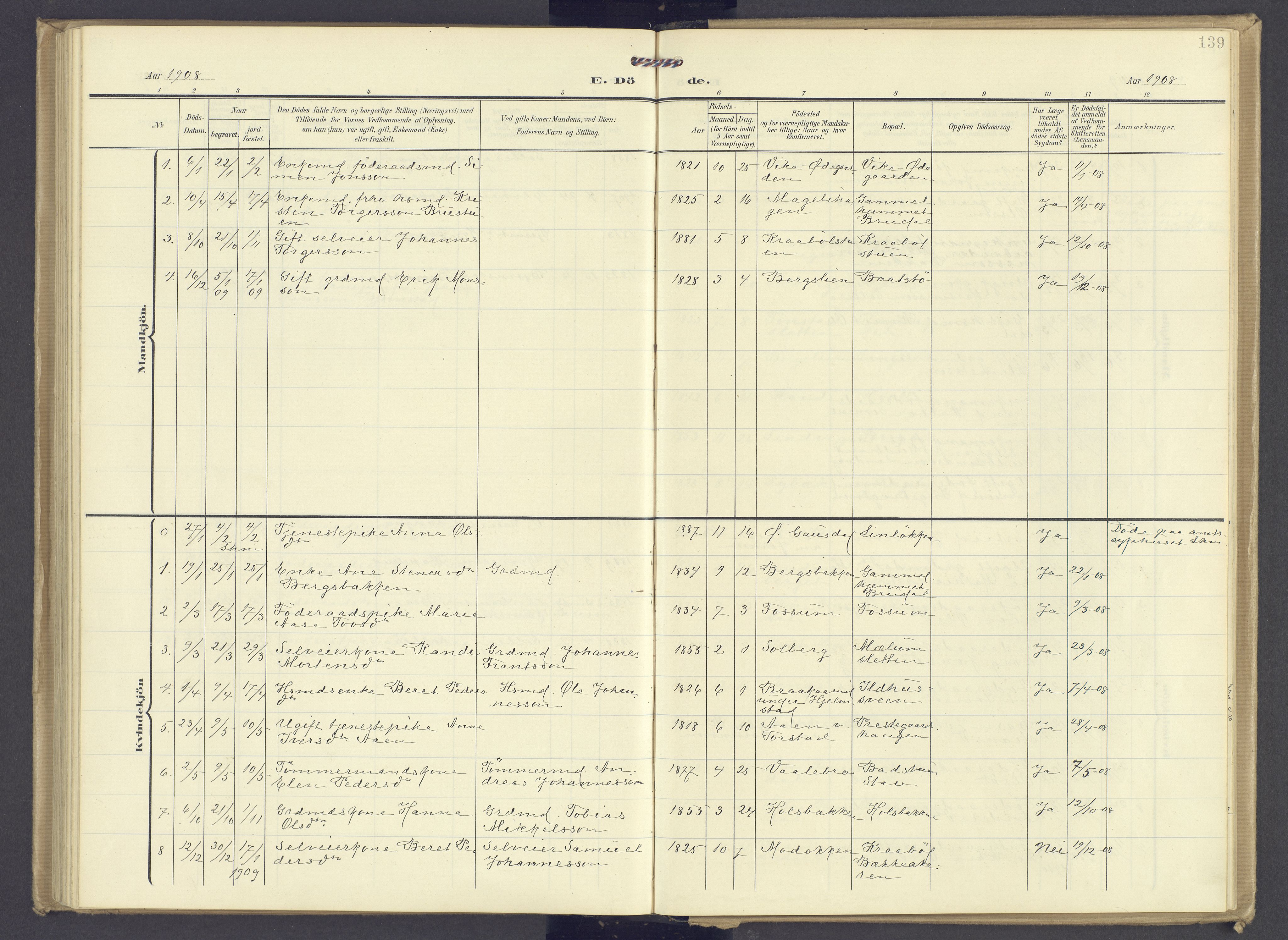 Øyer prestekontor, SAH/PREST-084/H/Ha/Haa/L0013: Parish register (official) no. 13, 1905-1920, p. 139