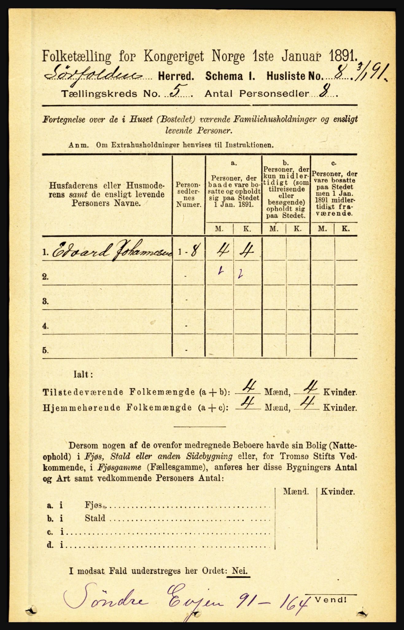 RA, 1891 census for 1845 Sørfold, 1891, p. 1310