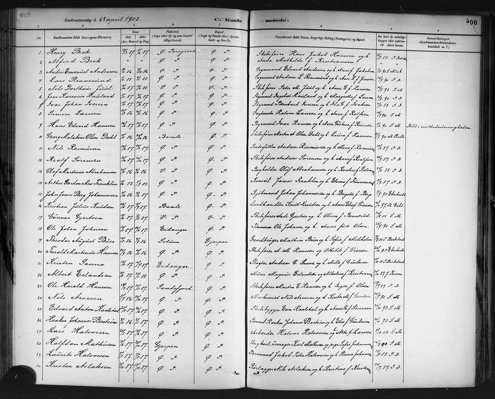 Porsgrunn kirkebøker , SAKO/A-104/G/Gb/L0005: Parish register (copy) no. II 5, 1883-1915, p. 300