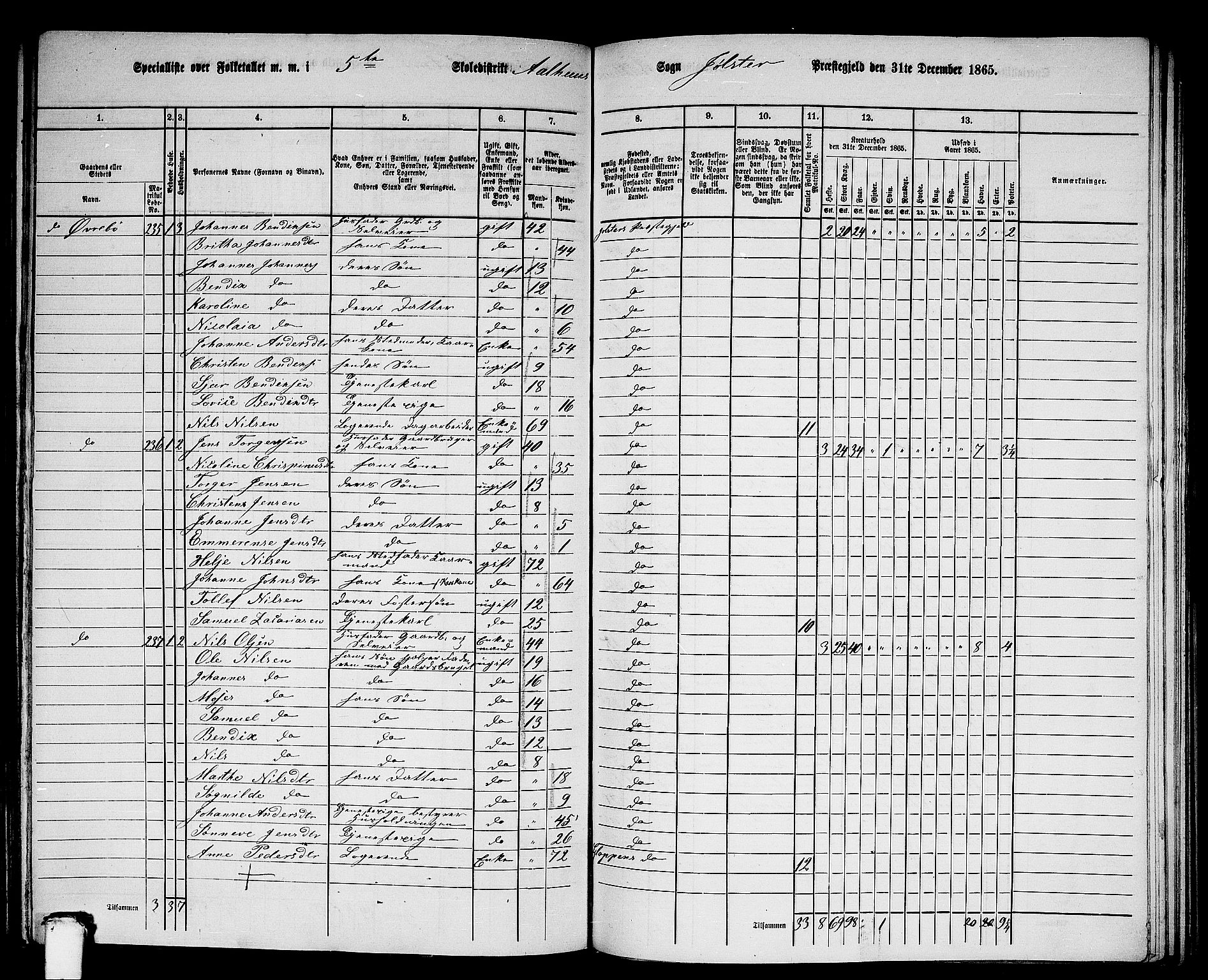 RA, 1865 census for Jølster, 1865, p. 120