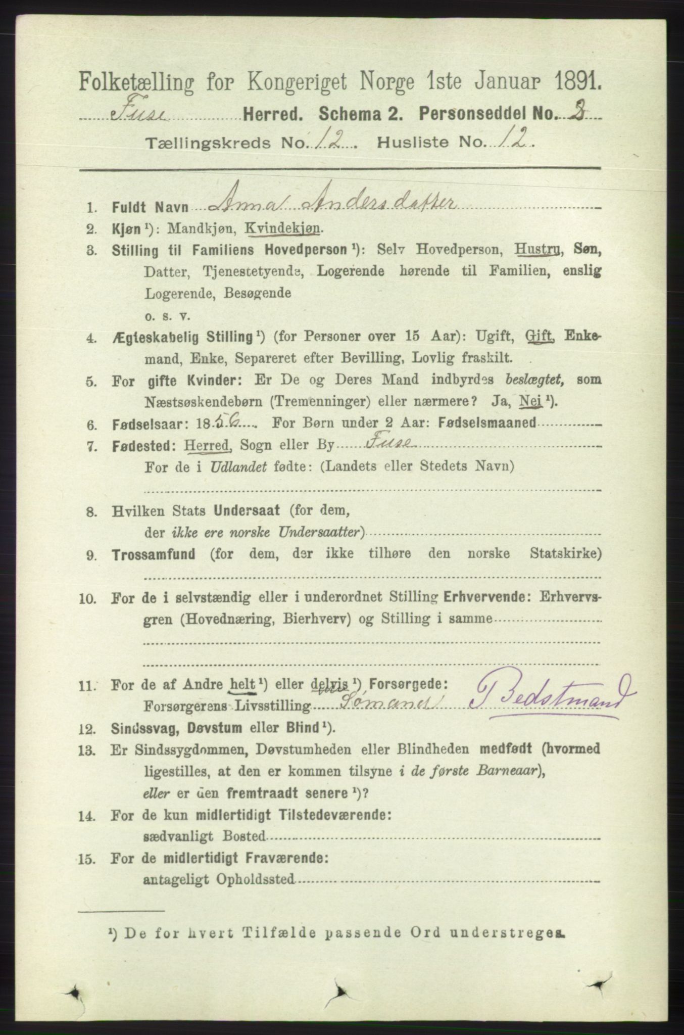 RA, 1891 census for 1241 Fusa, 1891, p. 2440