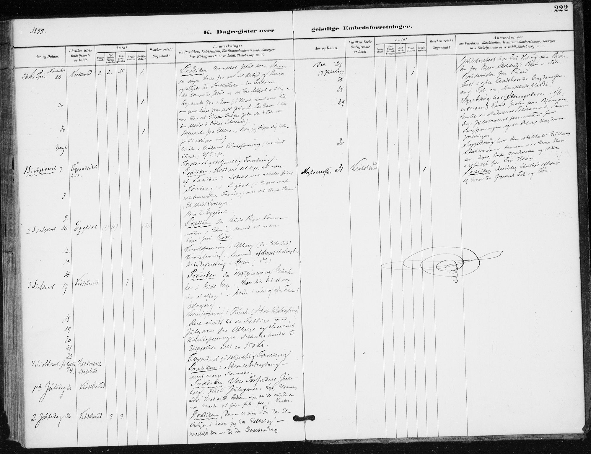 Krødsherad kirkebøker, AV/SAKO-A-19/F/Fa/L0006: Parish register (official) no. 6, 1889-1899, p. 222