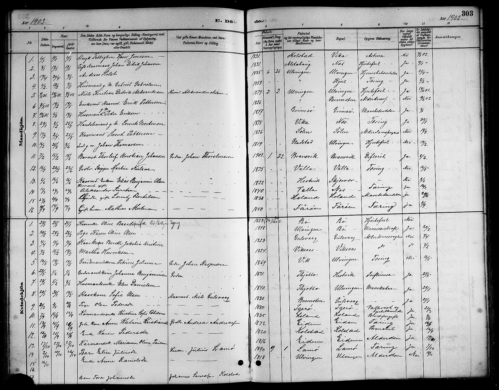Ministerialprotokoller, klokkerbøker og fødselsregistre - Nordland, SAT/A-1459/816/L0253: Parish register (copy) no. 816C03, 1886-1905, p. 303