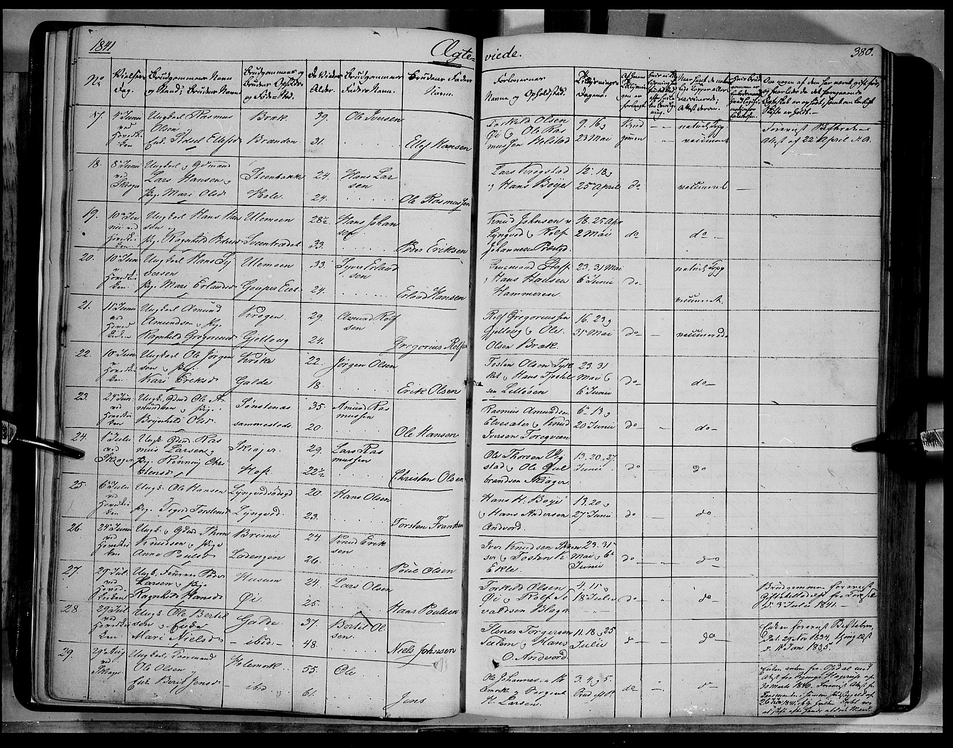 Lom prestekontor, SAH/PREST-070/K/L0006: Parish register (official) no. 6B, 1837-1863, p. 380